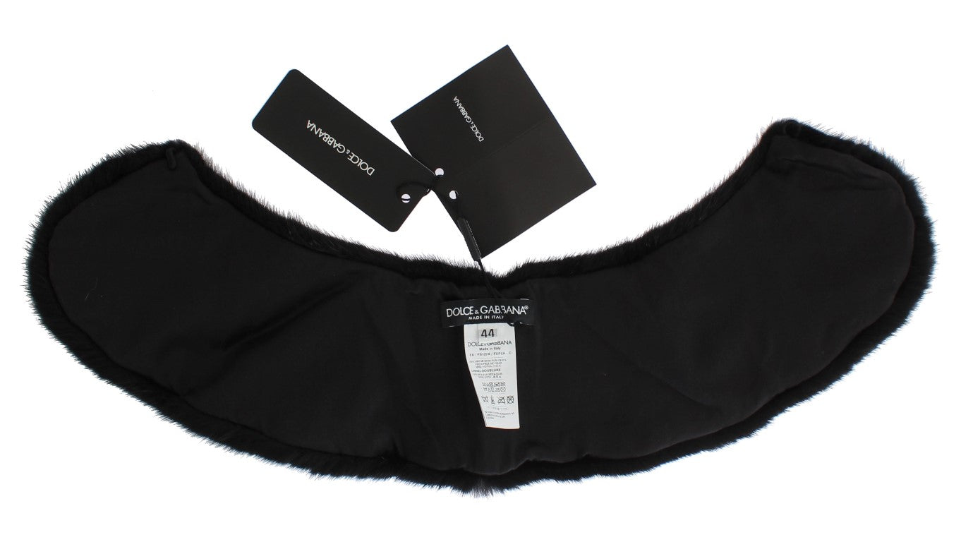 Dolce & Gabbana Black Mink Fur Shoulder Collar Scarf | Regal Royce