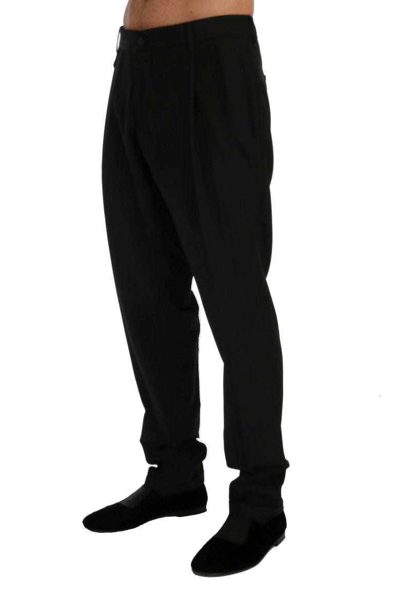 Dolce & Gabbana Black Striped Wool Stretch Pants | Regal Royce