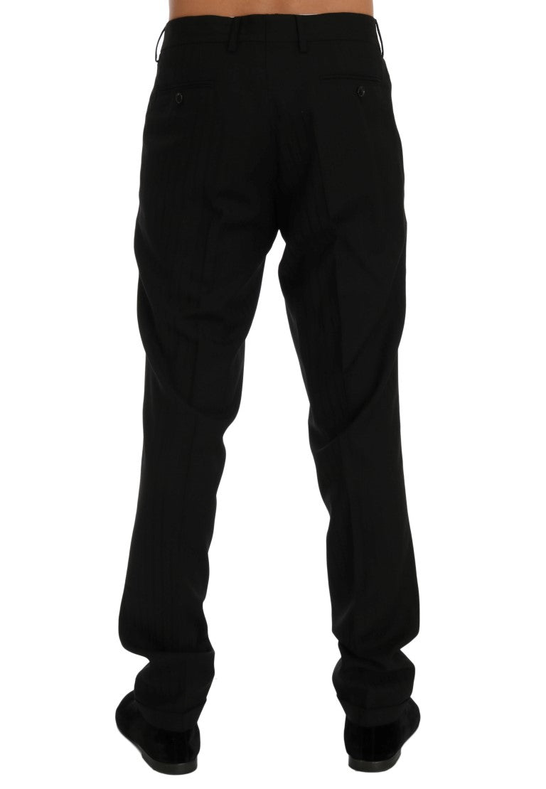 Dolce & Gabbana Black Striped Wool Stretch Pants | Regal Royce