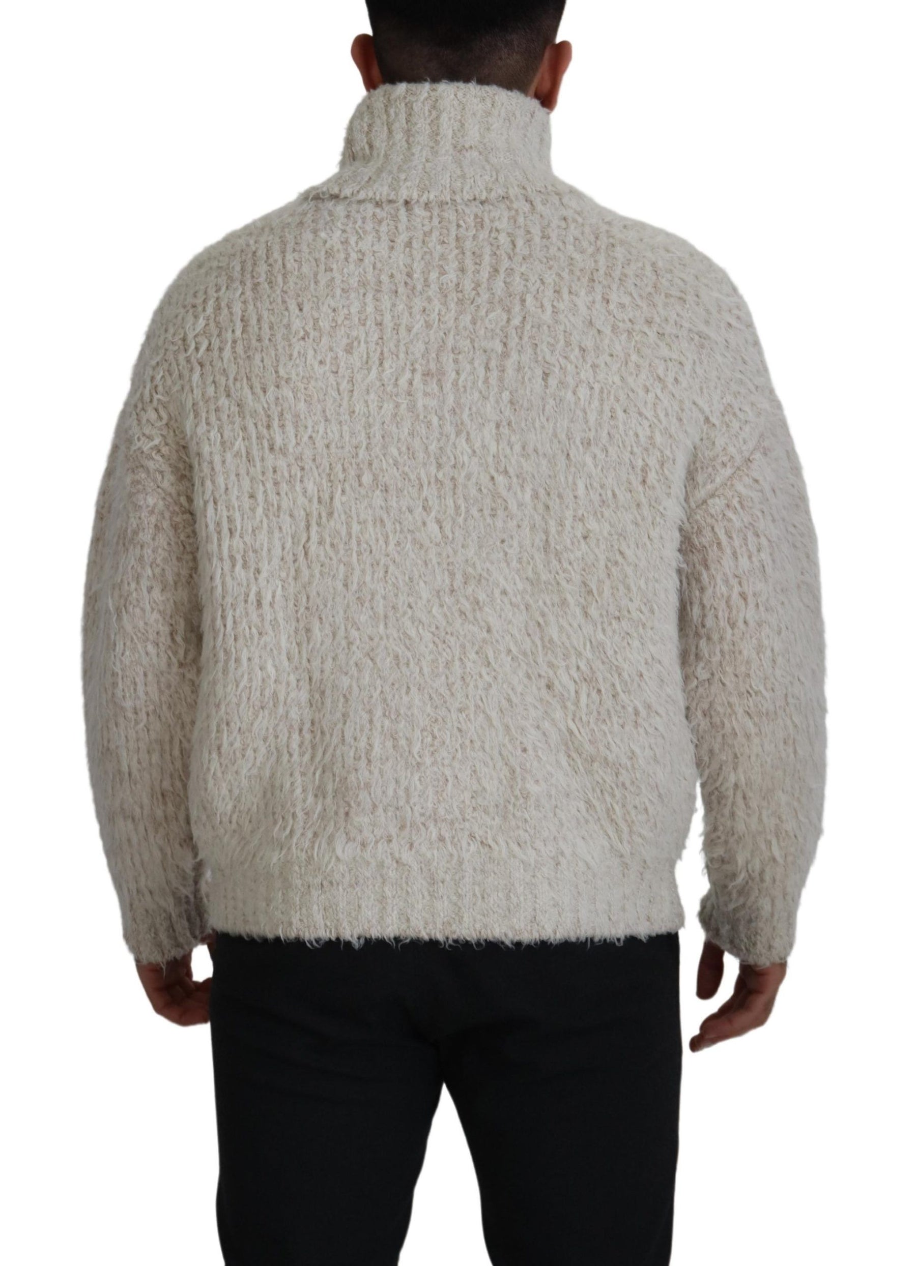 Dolce & Gabbana Cream Wool Knit Turtleneck Pullover Sweater | Regal Royce