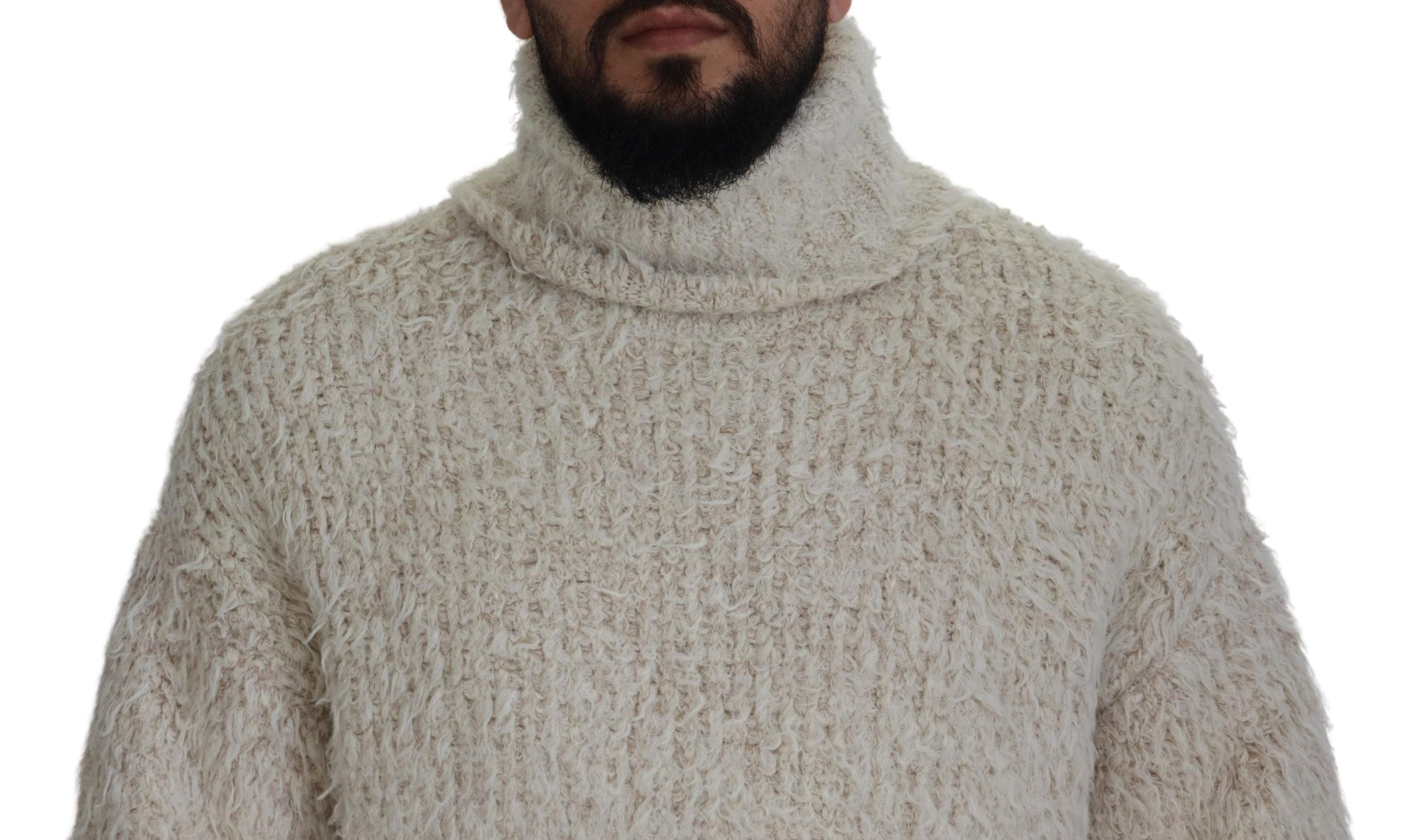 Dolce & Gabbana Cream Wool Knit Turtleneck Pullover Sweater | Regal Royce