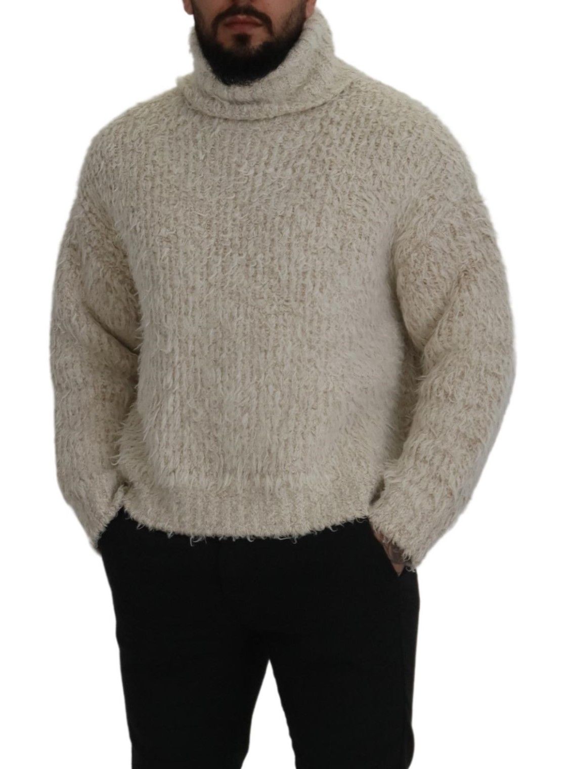 Dolce & Gabbana Cream Wool Knit Turtleneck Pullover Sweater | Regal Royce