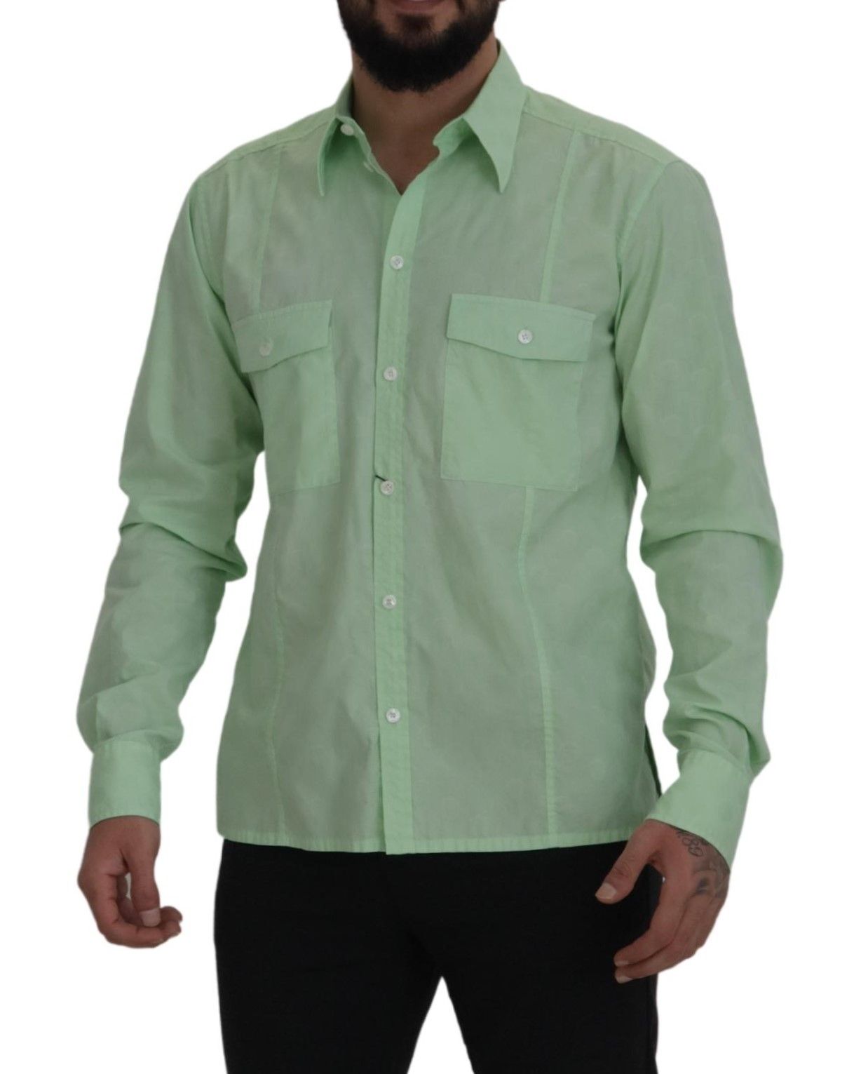 Dolce & Gabbana Mint Green Long Sleeves Button Down Shirt | Regal Royce