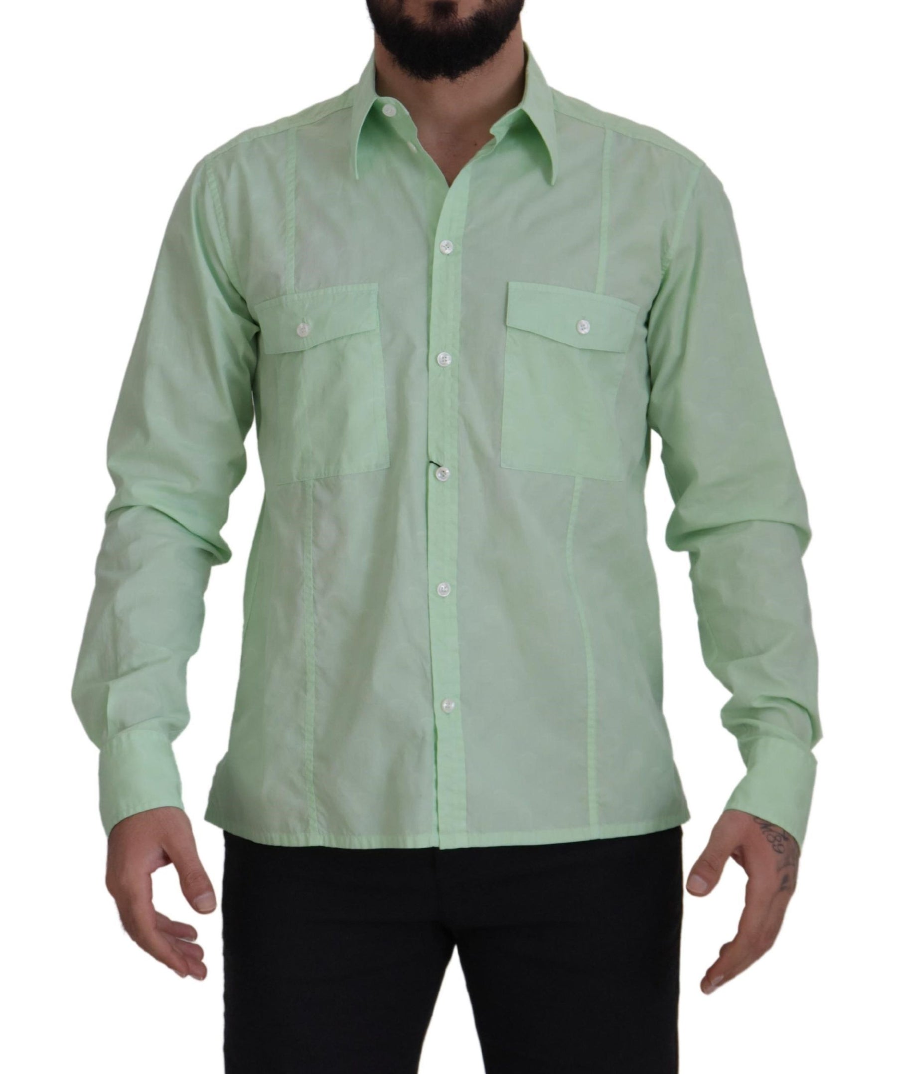 Dolce & Gabbana Mint Green Long Sleeves Button Down Shirt | Regal Royce