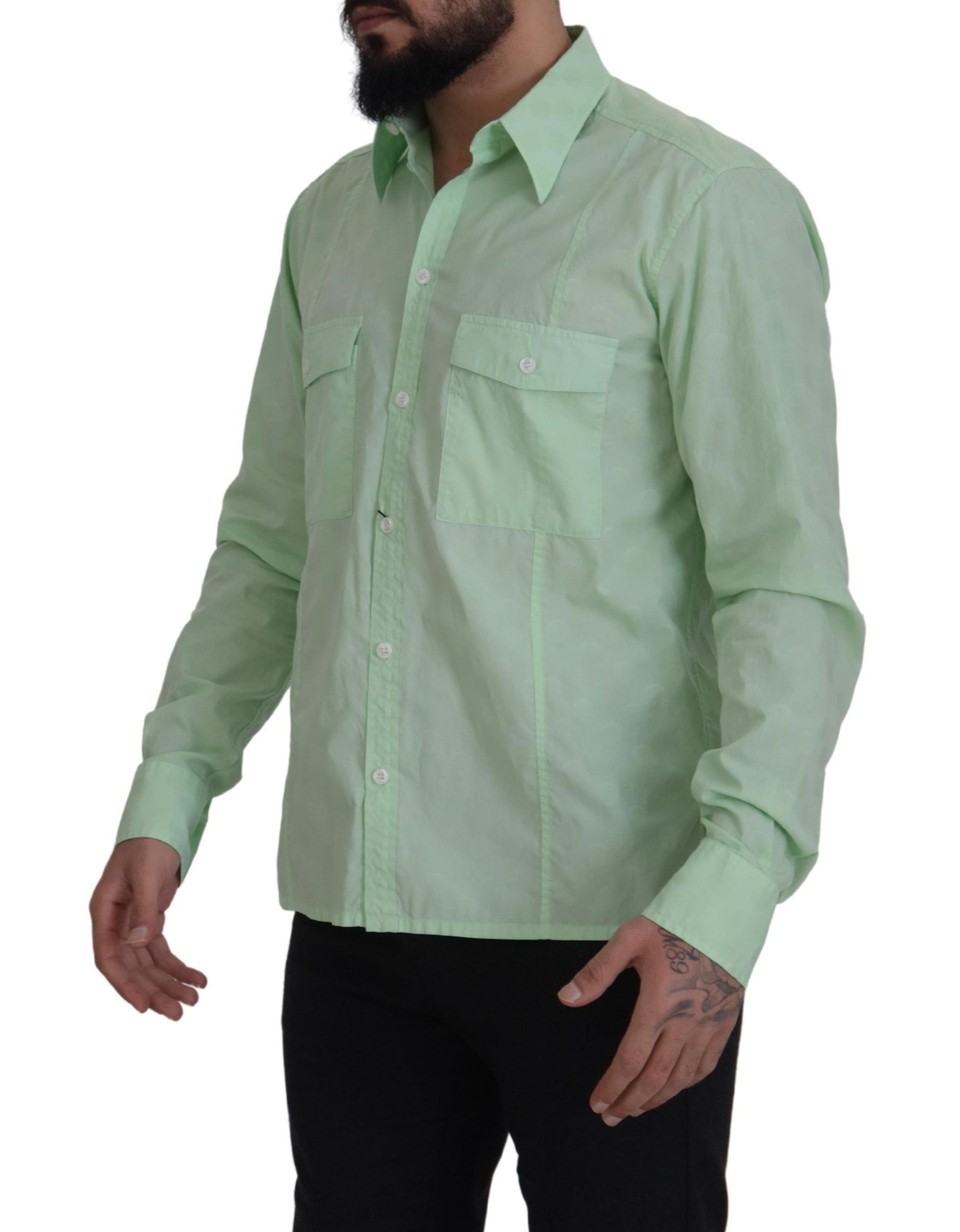 Dolce & Gabbana Mint Green Long Sleeves Button Down Shirt | Regal Royce