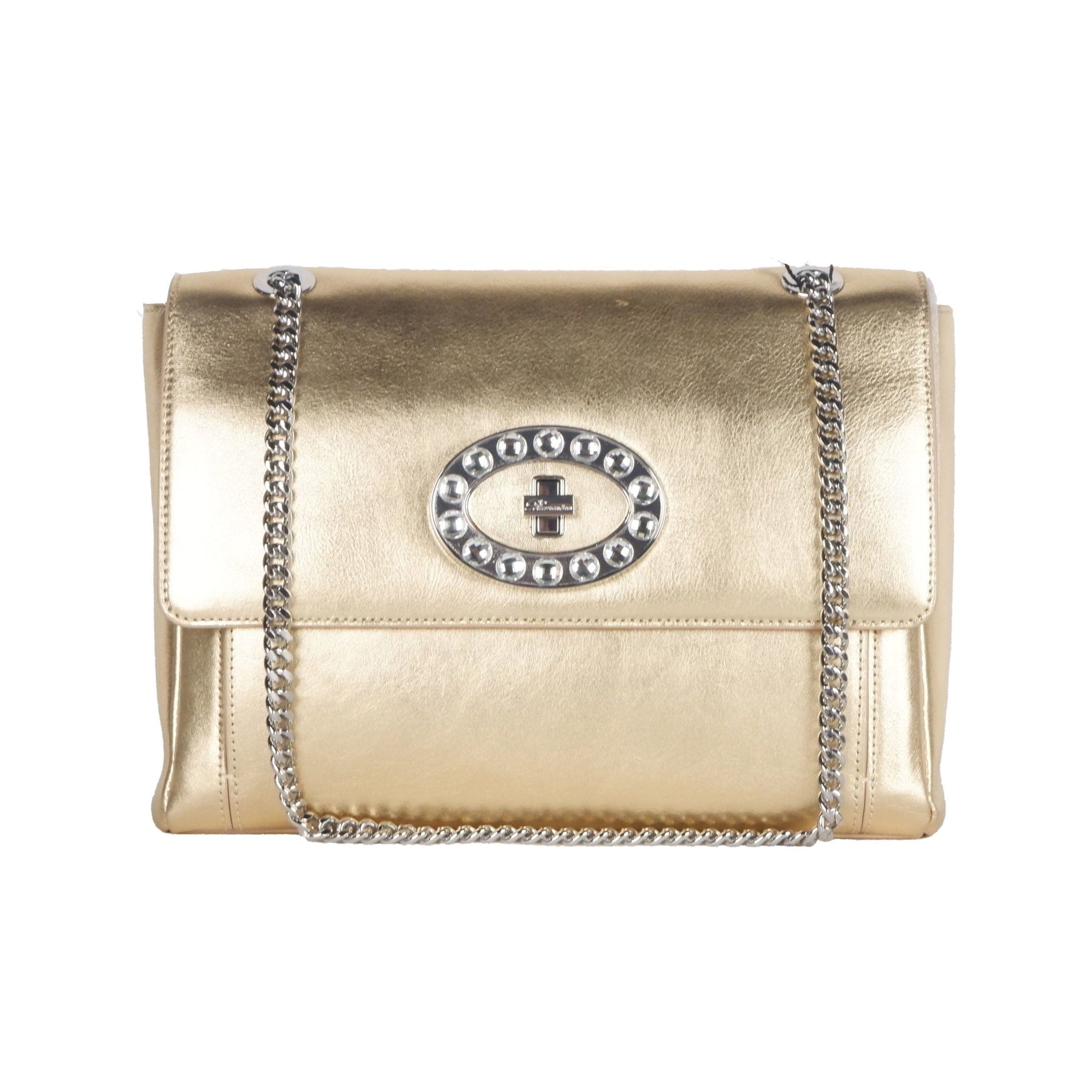 Blumarine Gold Leather Shoulder Women Bag | Regal Royce