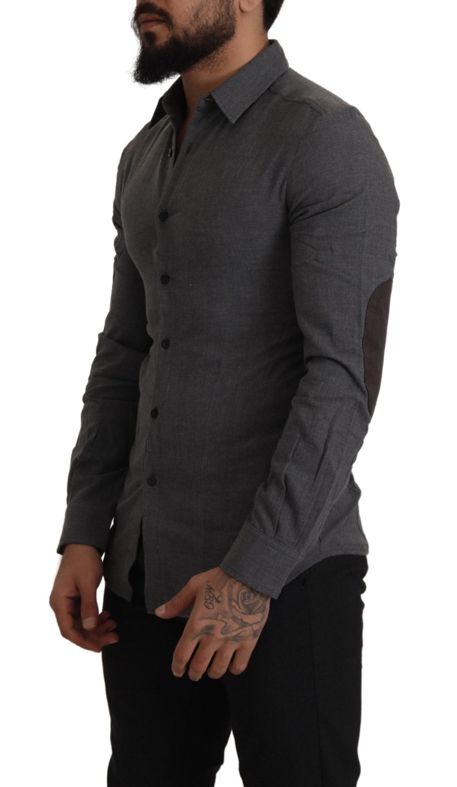 Costume National Dark Gray Cotton Casual Mens Shirt | Regal Royce