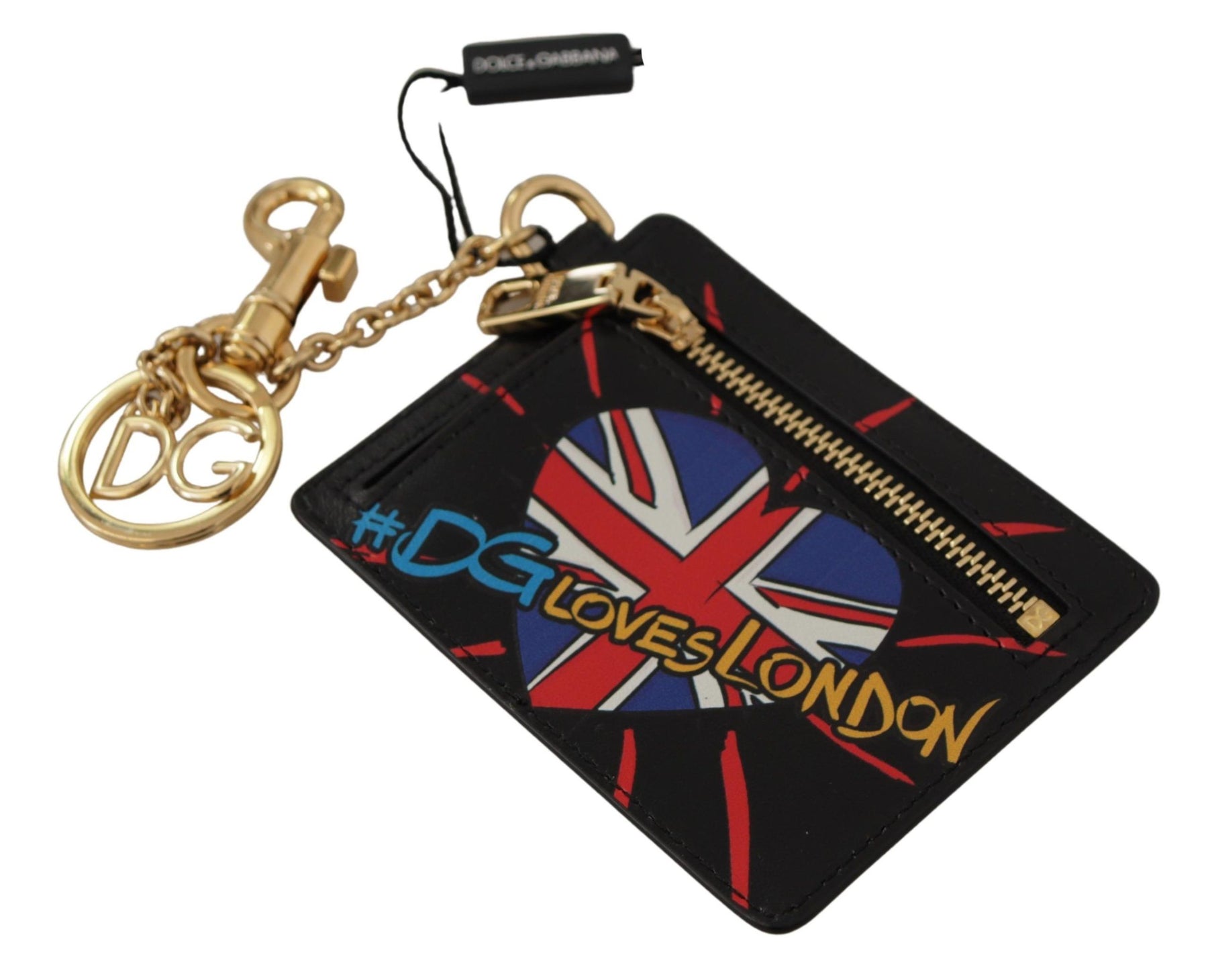Dolce & Gabbana Black Leather #DGLovesLondon Keyring Cardholder Coin Case | Regal Royce