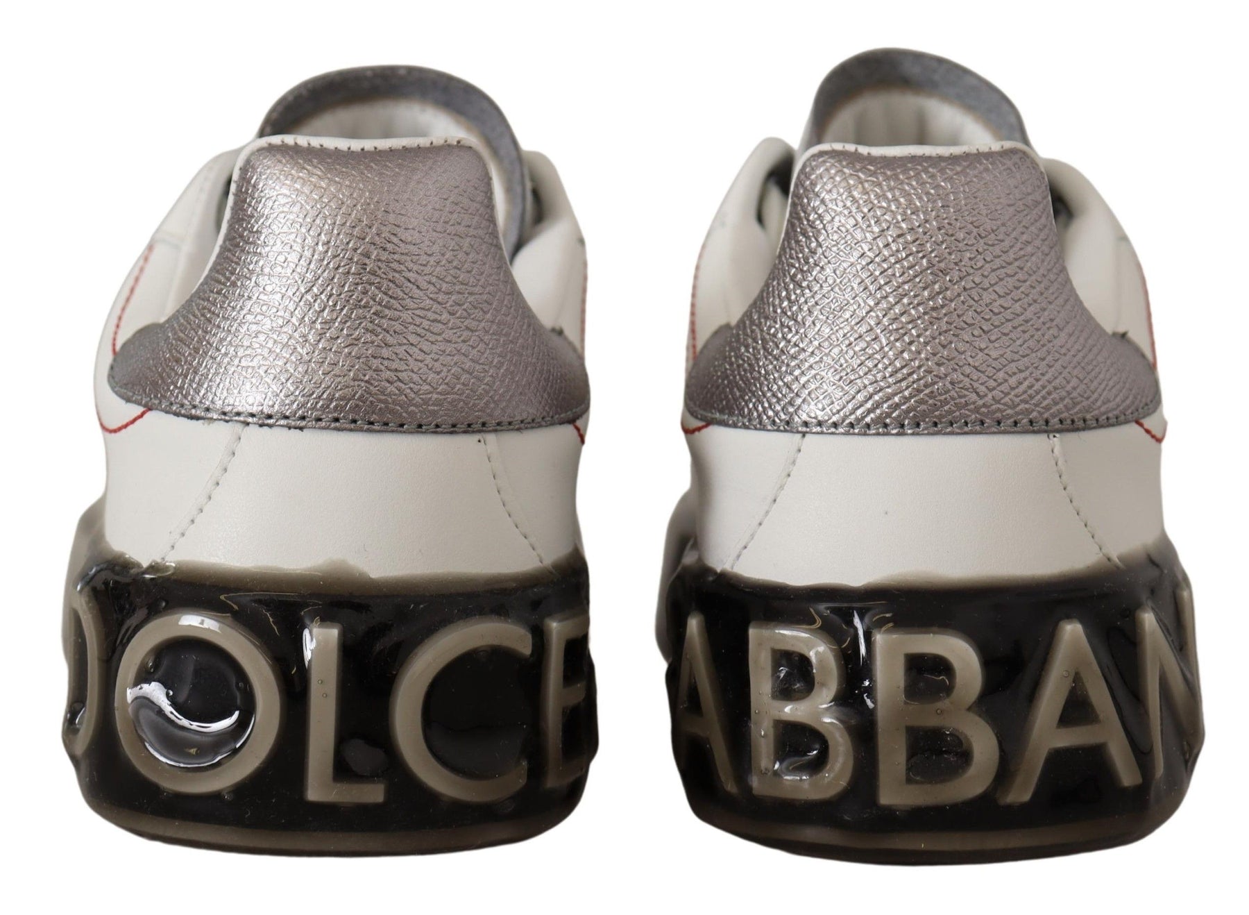 Dolce & Gabbana White Leather Shoes Womens Logo Portofino Sneakers | Regal Royce