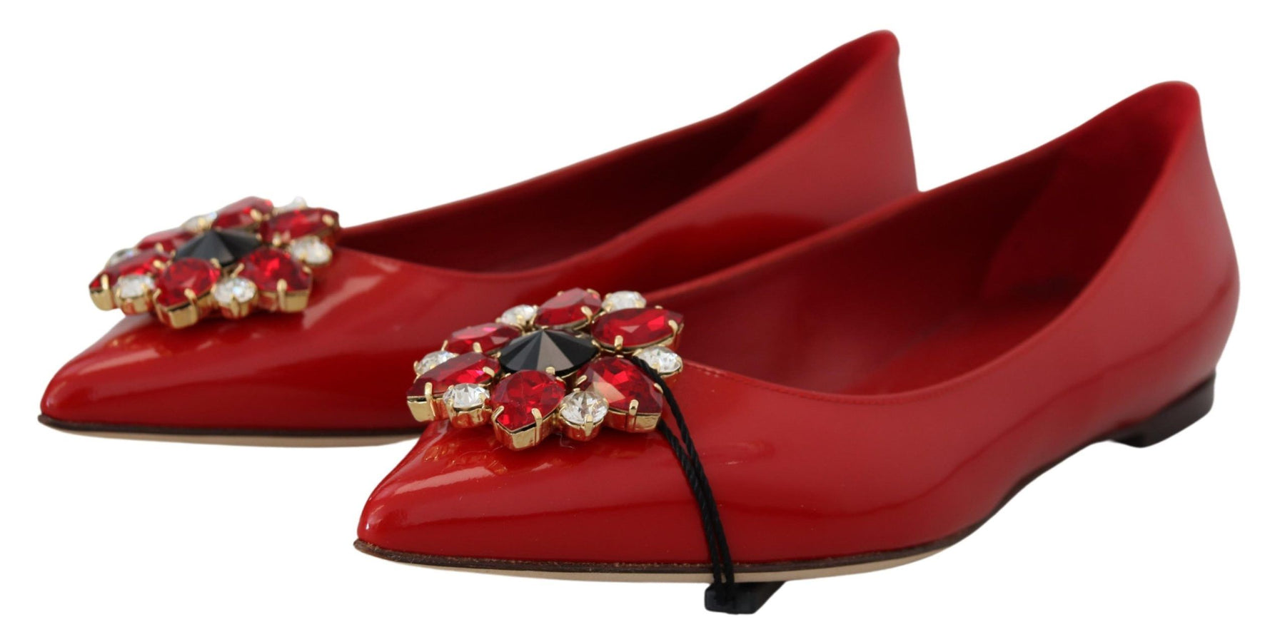Dolce & Gabbana Red Leather Crystals Loafers Flats Shoes | Regal Royce