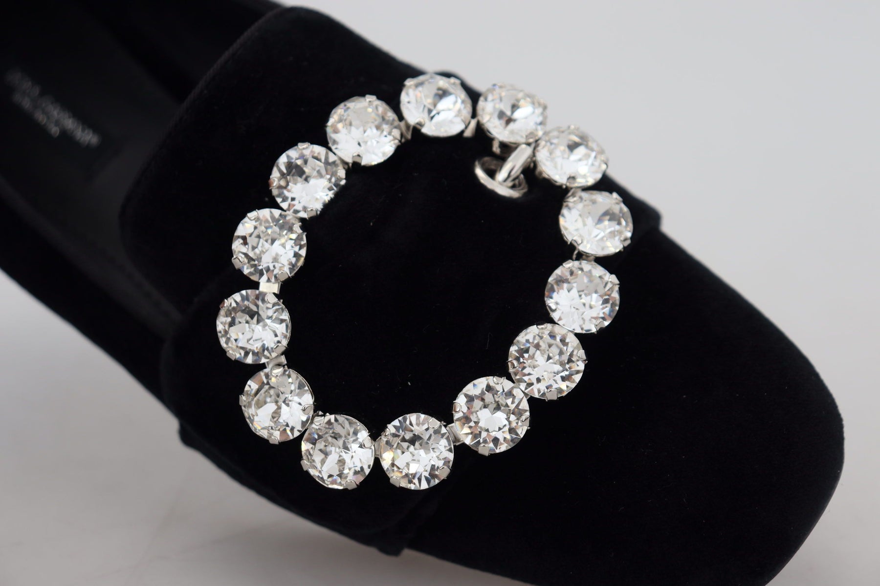 Dolce & Gabbana Black Velvet Crystals Loafers Flats Shoes | Regal Royce