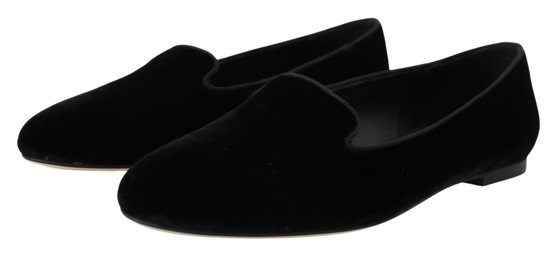 Dolce & Gabbana Black Velvet Slip Ons Loafers Flats Shoes | Regal Royce