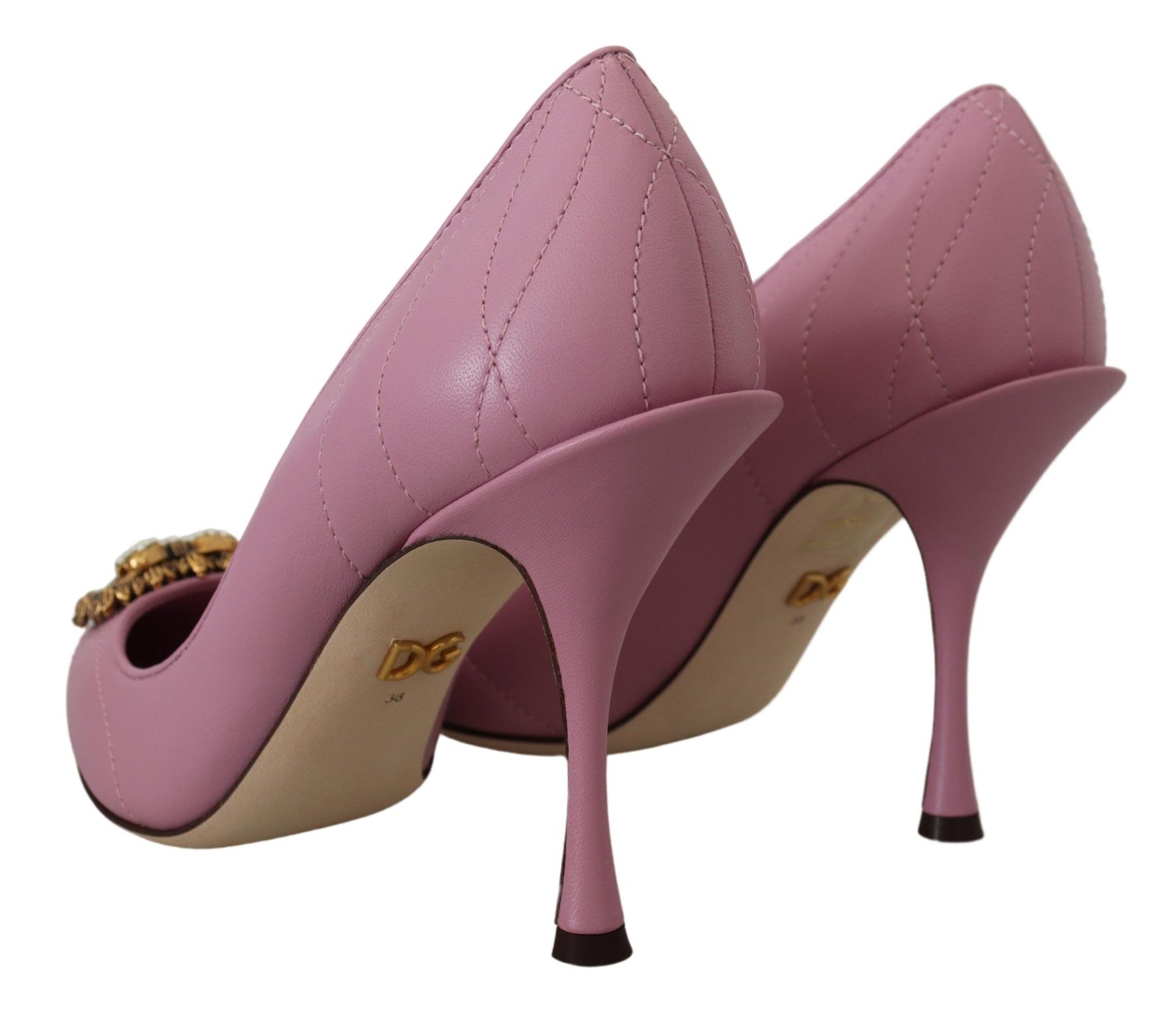Dolce & Gabbana Pink Leather Heart DEVOTION Heels Pumps Shoes | Regal Royce