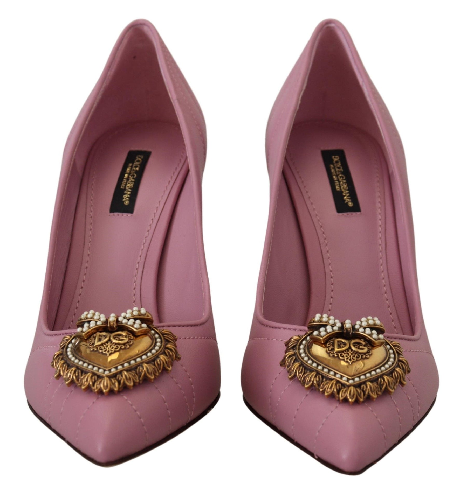 Dolce & Gabbana Pink Leather Heart DEVOTION Heels Pumps Shoes | Regal Royce