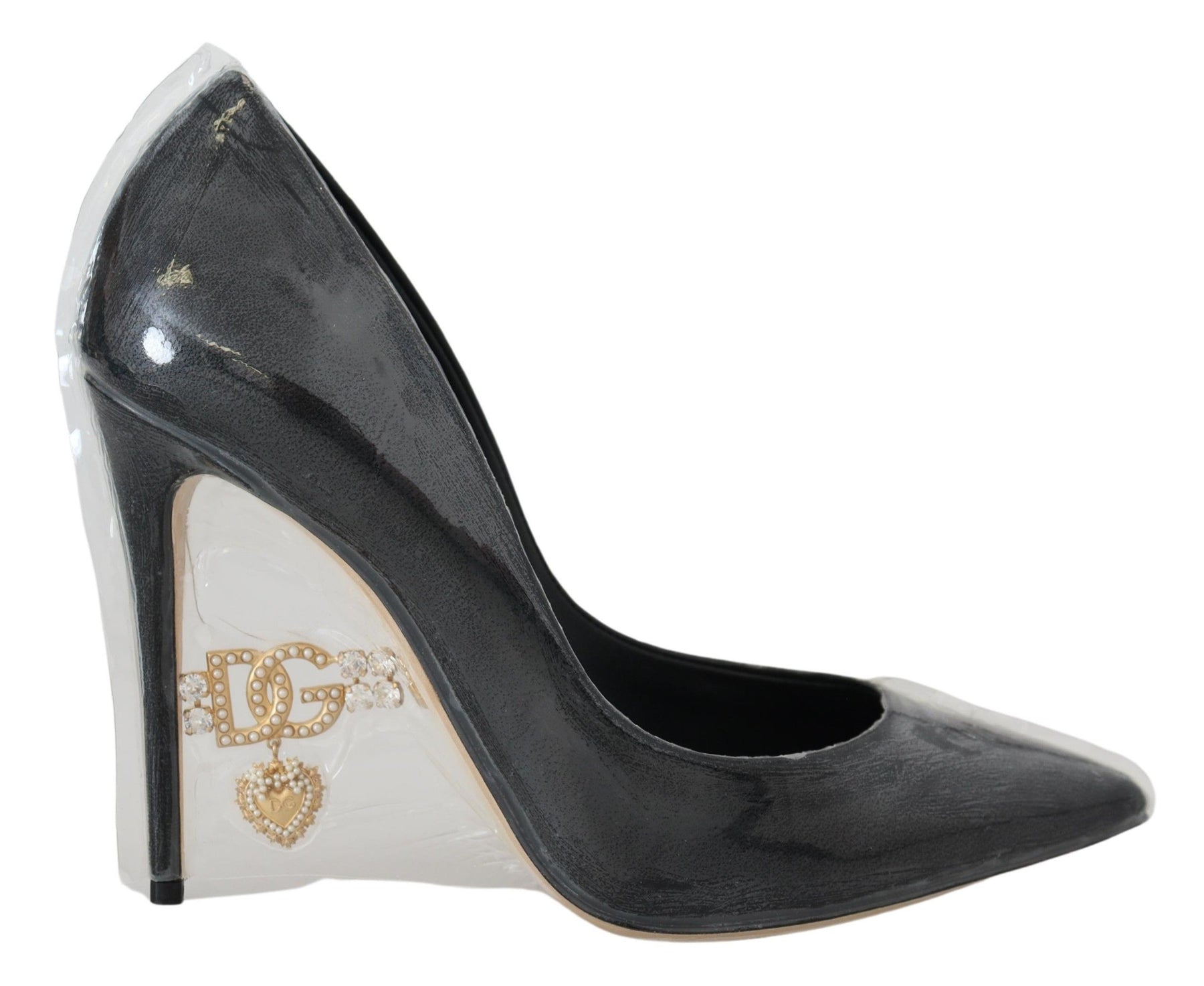 Dolce & Gabbana Black Leather Heels Pumps Plastic Wrapped Shoes | Regal Royce