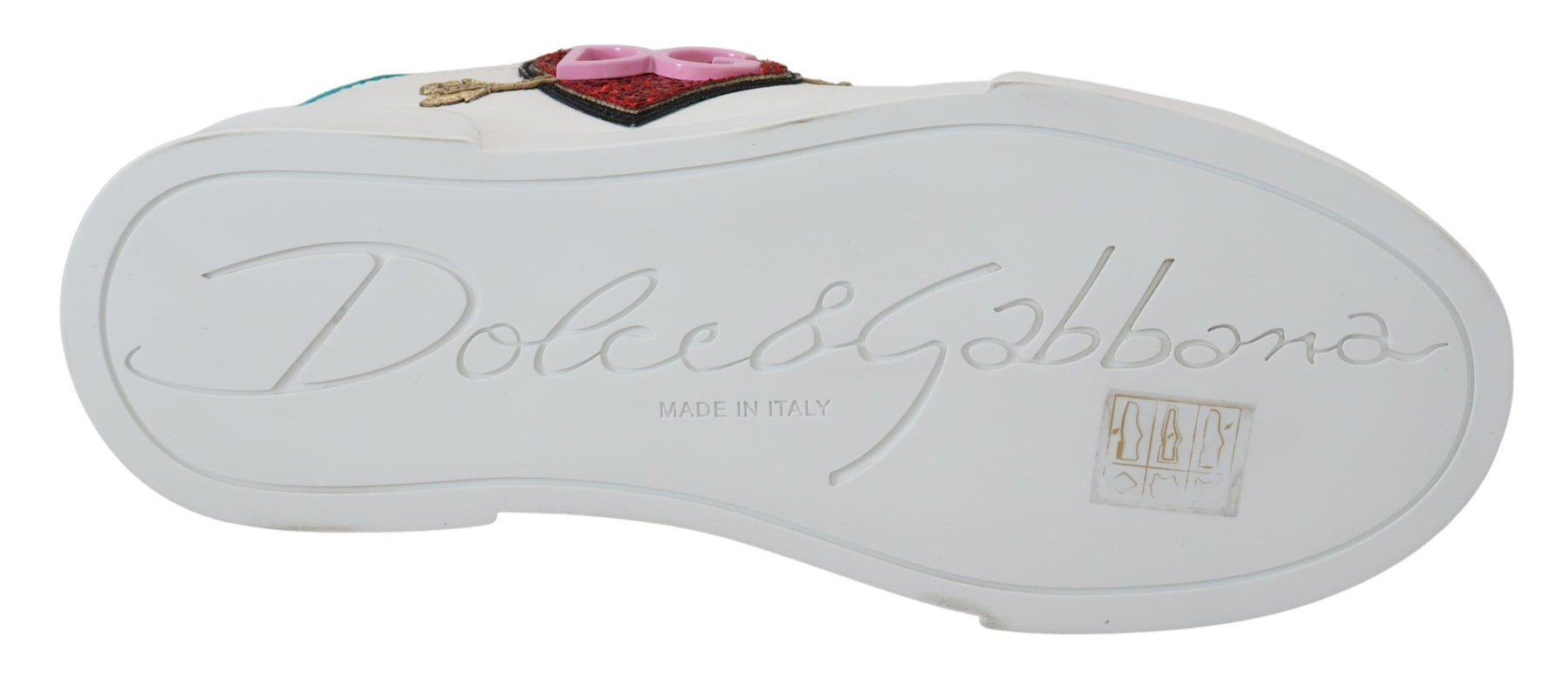 Dolce & Gabbana White Leather Sneaker Portofino Logo Heart Shoes | Regal Royce