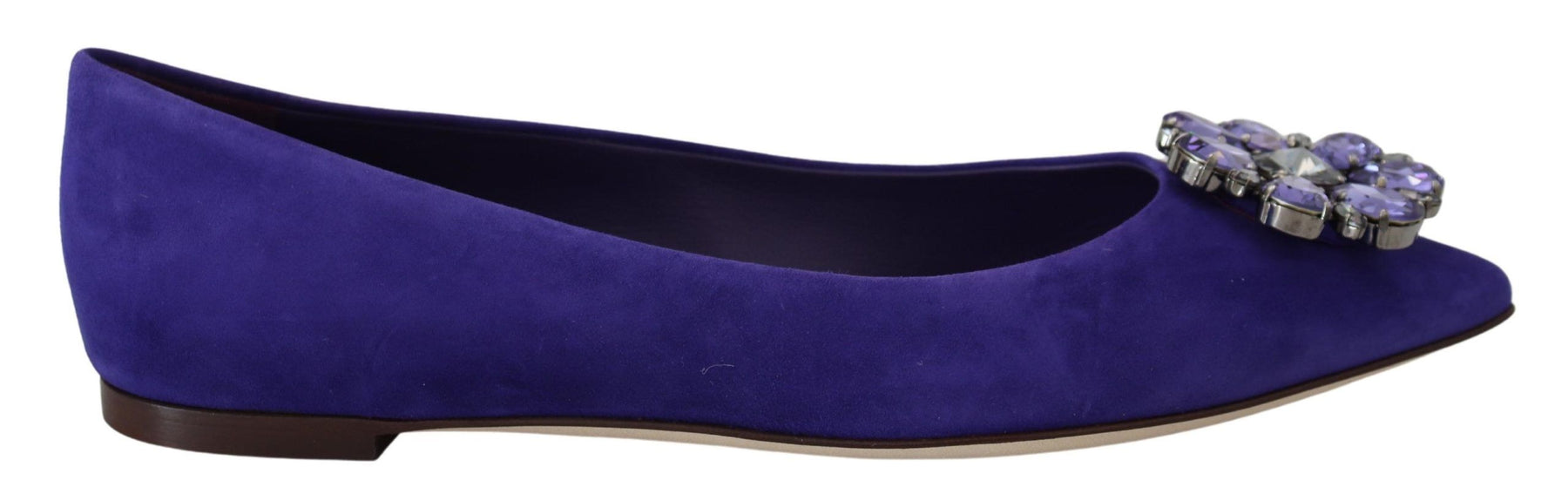 Dolce & Gabbana Purple Suede Crystals Loafers Flats Shoes | Regal Royce