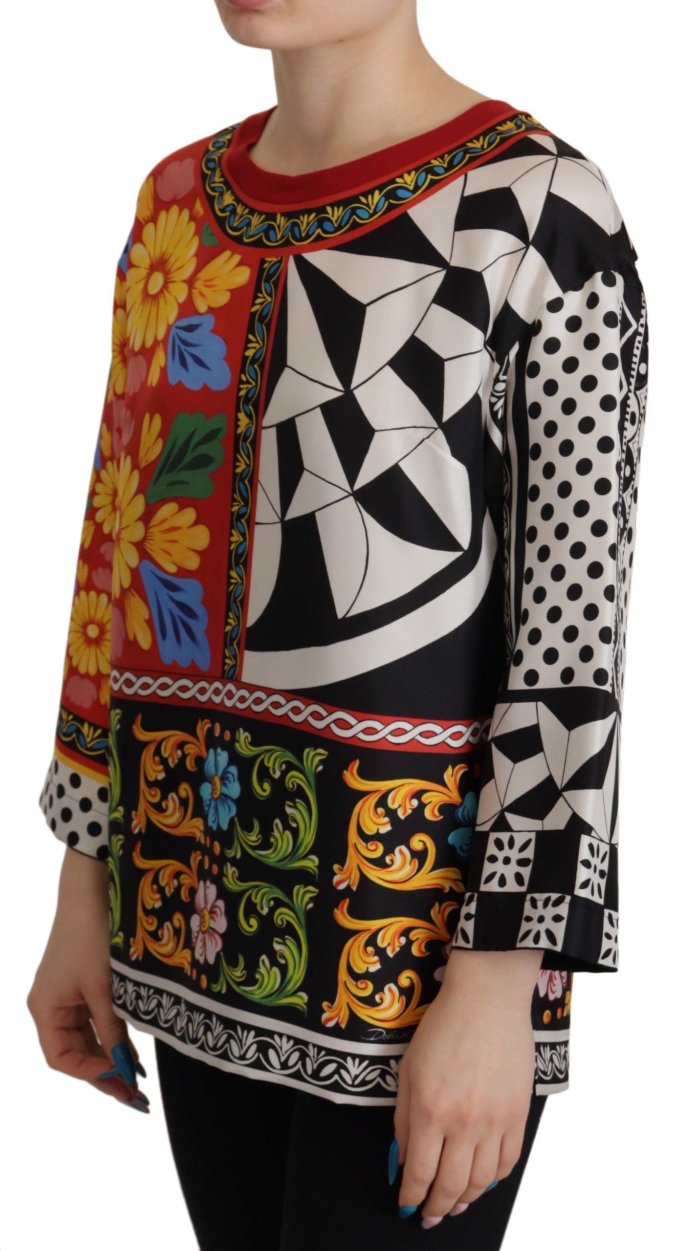 Dolce & Gabbana Multicolor Printed Baroque Loose Long Sleeve | Regal Royce