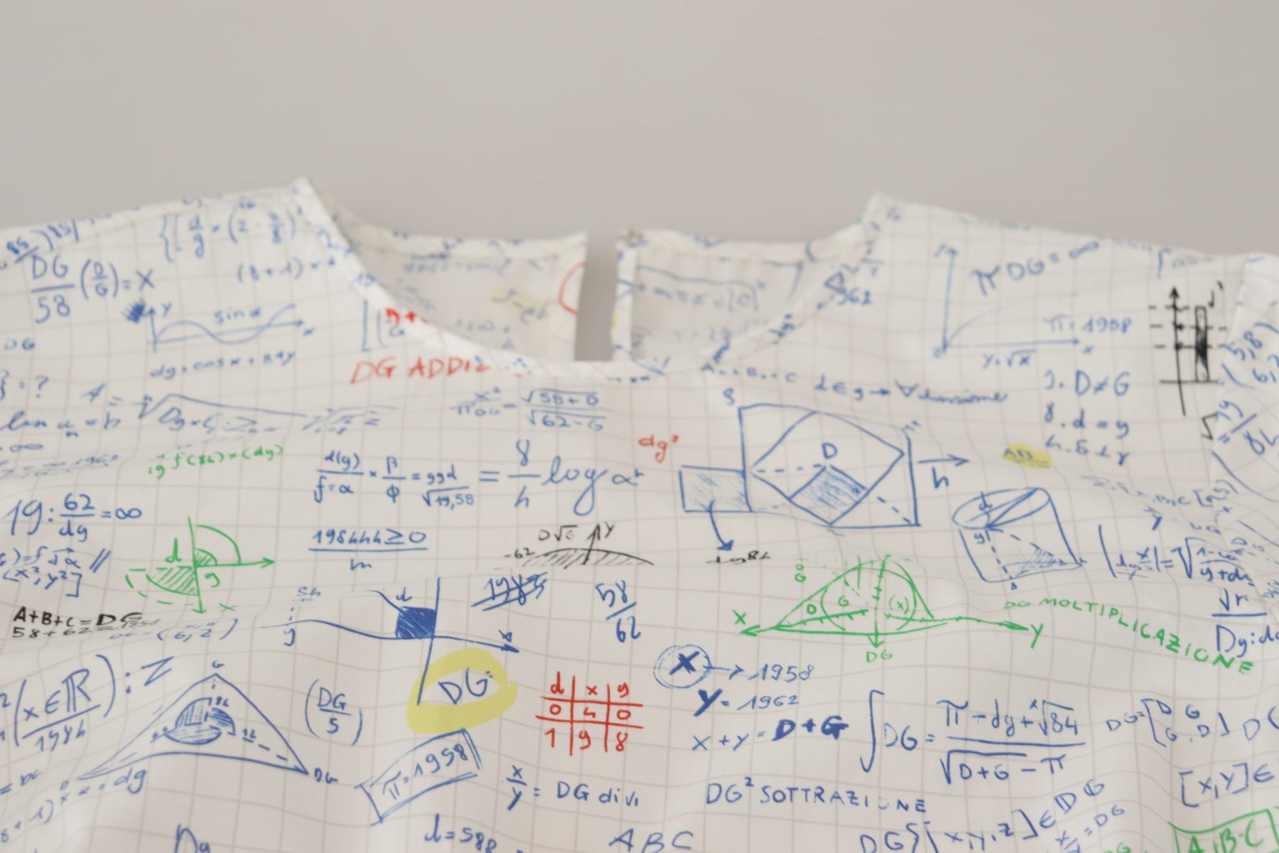 Dolce & Gabbana White Cotton Algebra Print Short Sleeves Top | Regal Royce