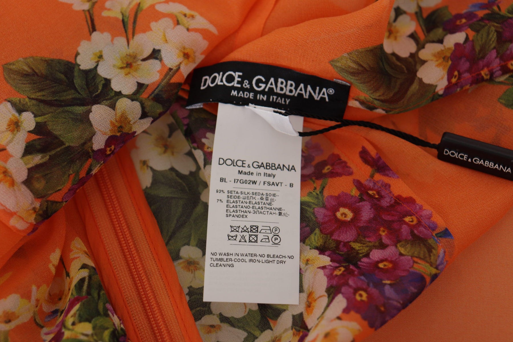 Dolce & Gabbana Orange Floral Print Long Sleeve Blouse | Regal Royce