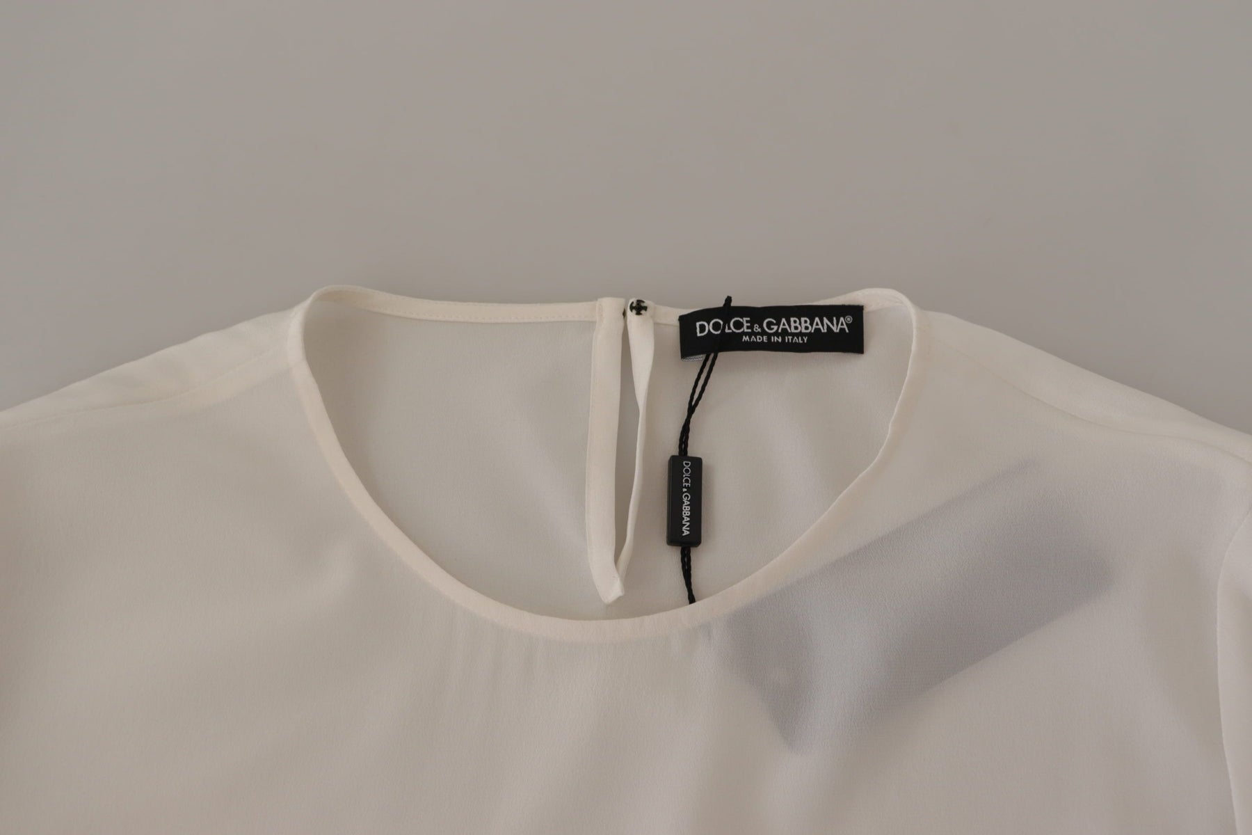 Dolce & Gabbana White Silk DG Logo Embroidered Long Sleeves Blouse | Regal Royce