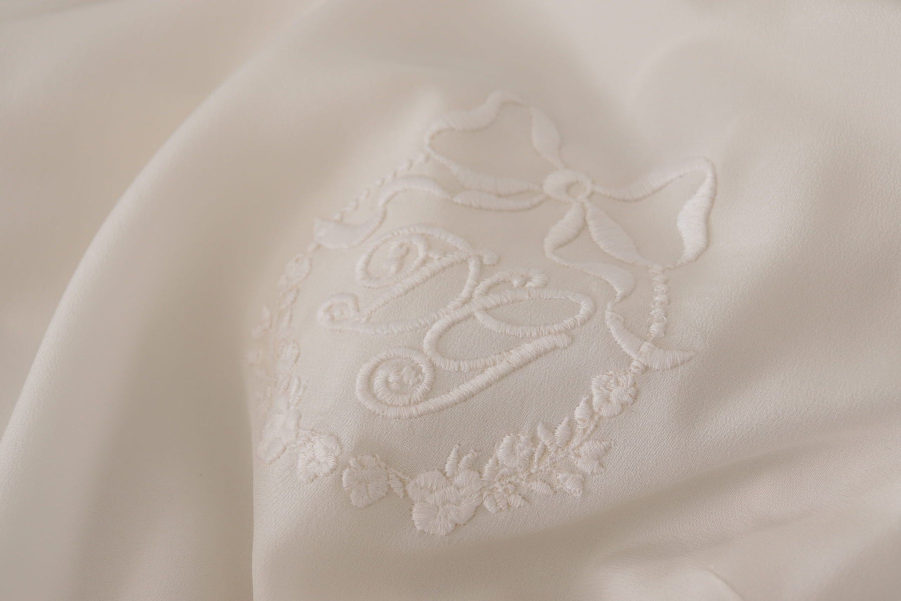 Dolce & Gabbana White Silk DG Logo Embroidered Long Sleeves Blouse | Regal Royce