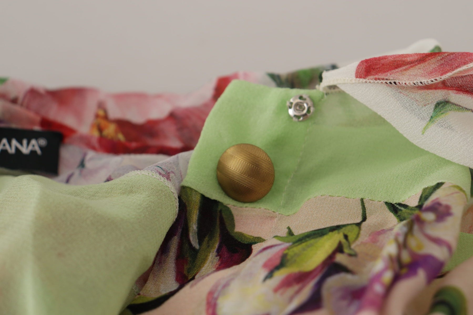 Dolce & Gabbana Multicolor  Floral Patchwork Design Ascot Collar Top Blouse | Regal Royce