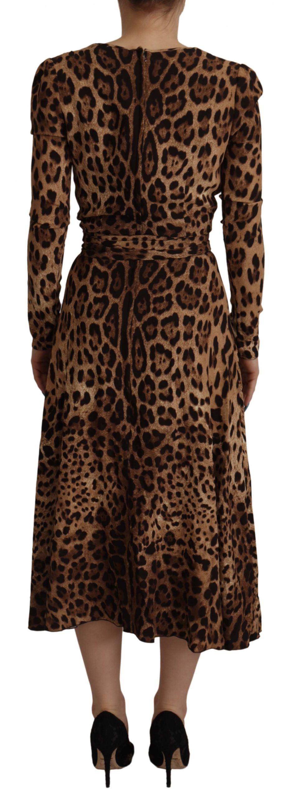 Dolce & Gabbana Brown Leopard Wrap A-line Maxi Viscose Dress | Regal Royce