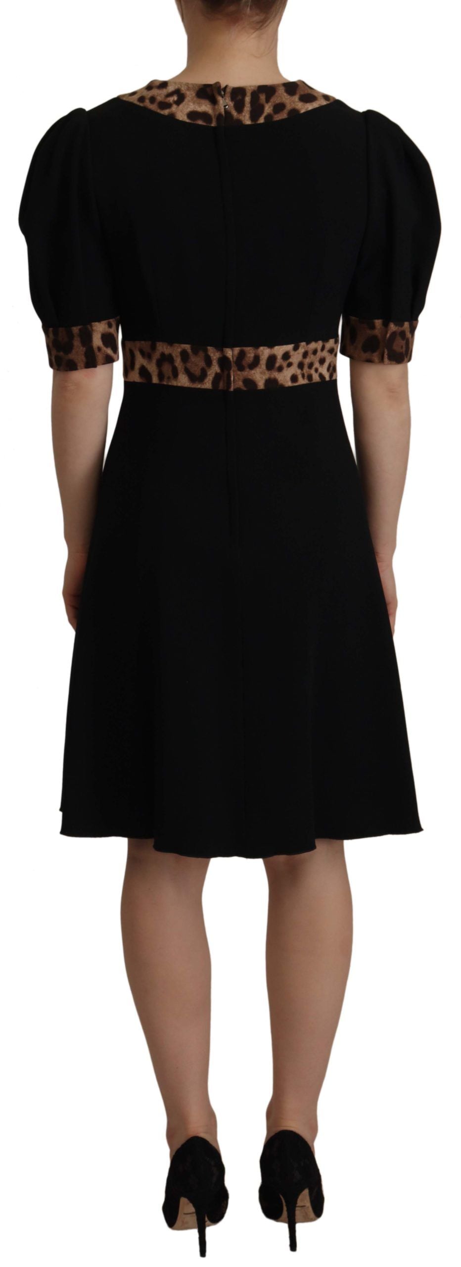 Dolce & Gabbana Black Leopard A-line Knee Length Dress | Regal Royce