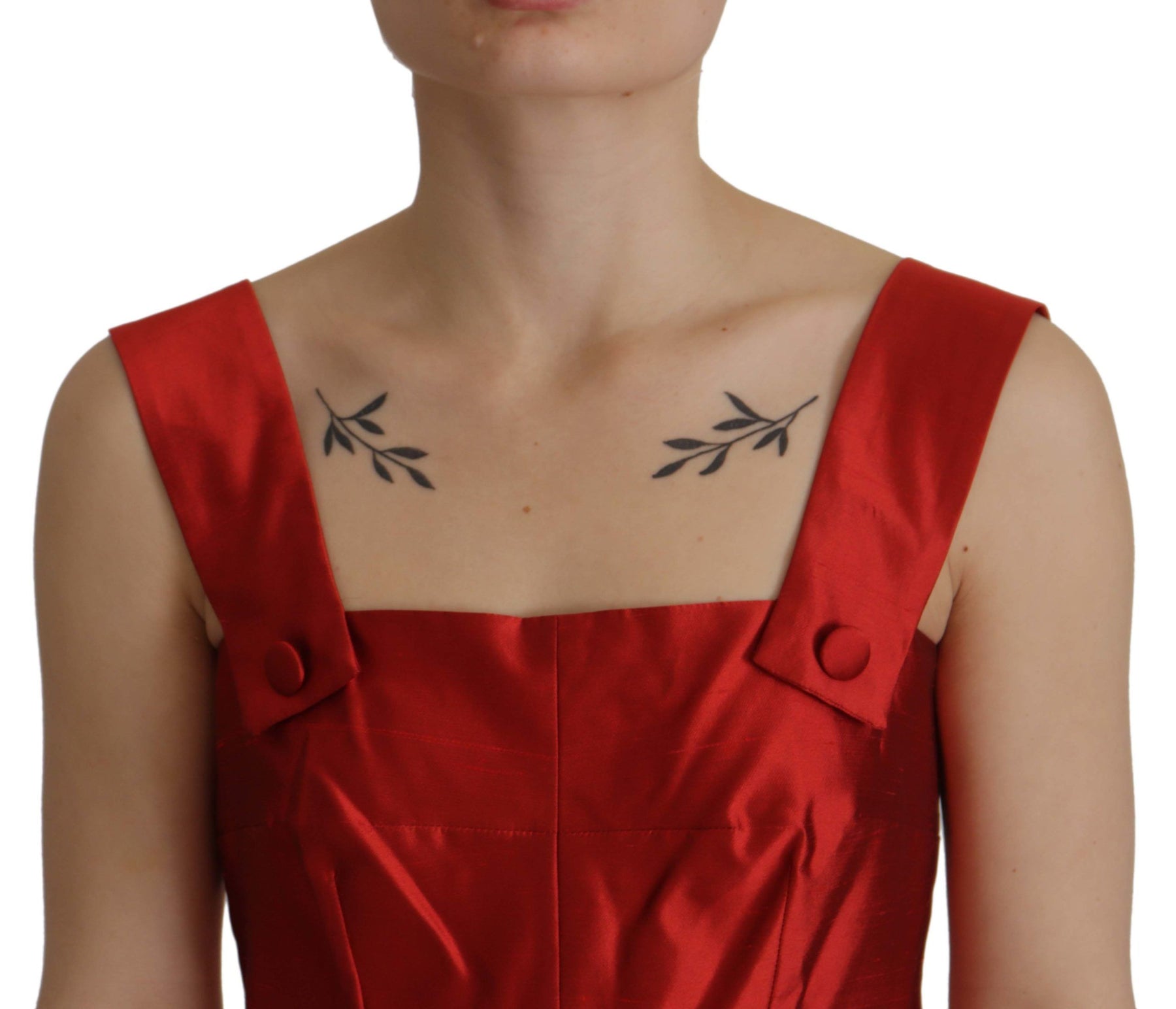 Dolce & Gabbana Red A-line Pleated Satin Silk Dress | Regal Royce