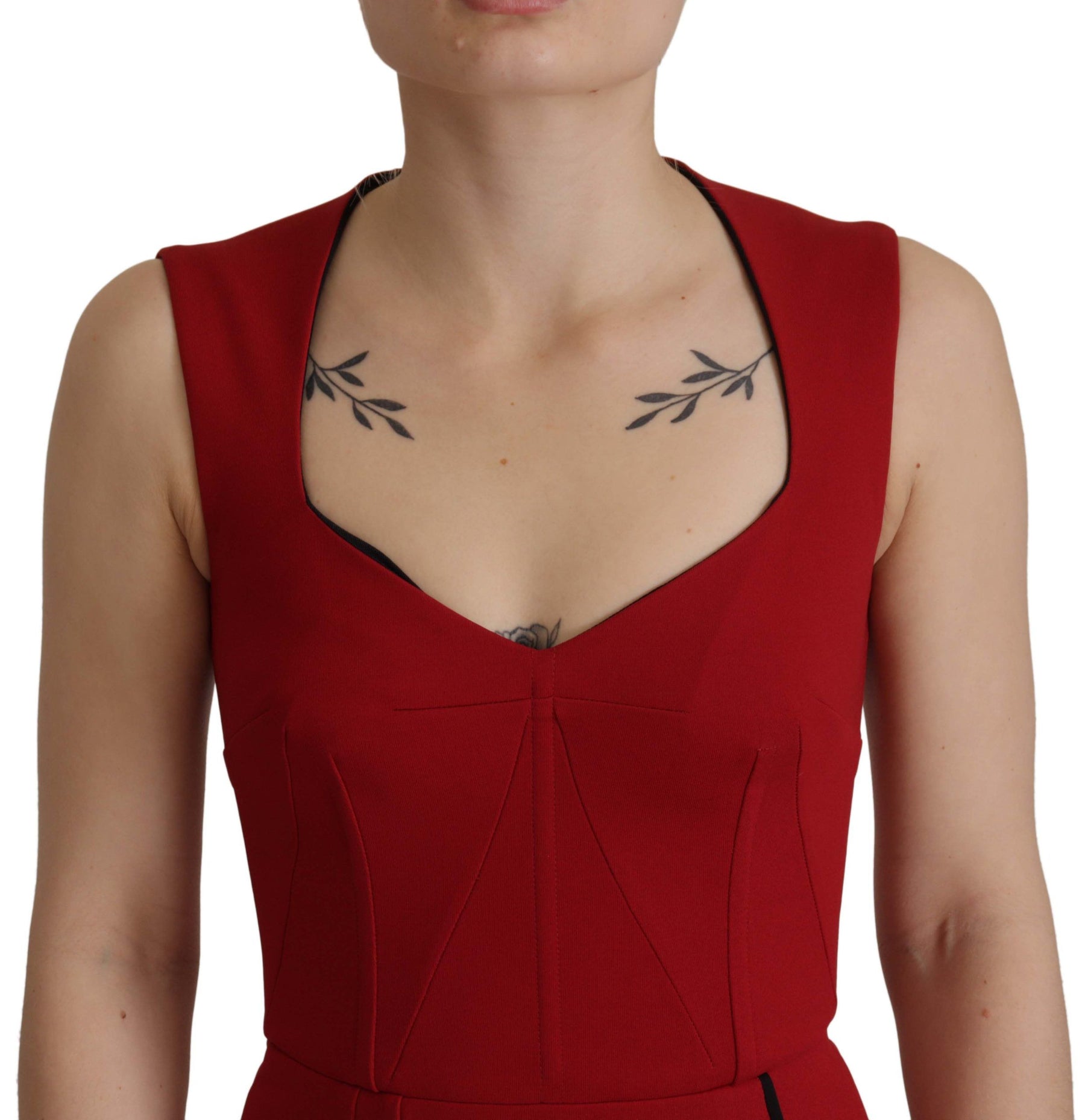 Dolce & Gabbana Red Sweetheart Neck Bodycon Midi Dress | Regal Royce