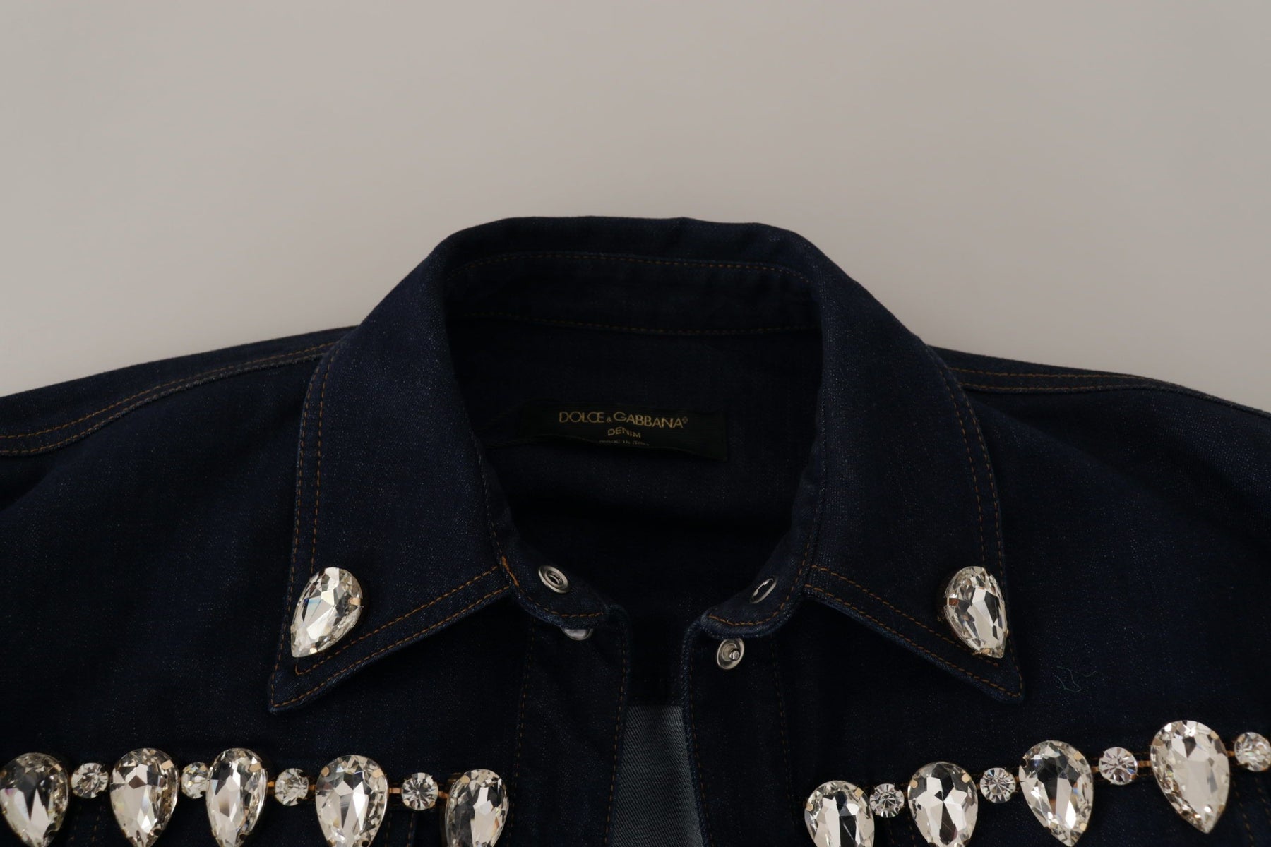 Dolce & Gabbana Blue Denim Crystal Embellish Cotton Jacket | Regal Royce