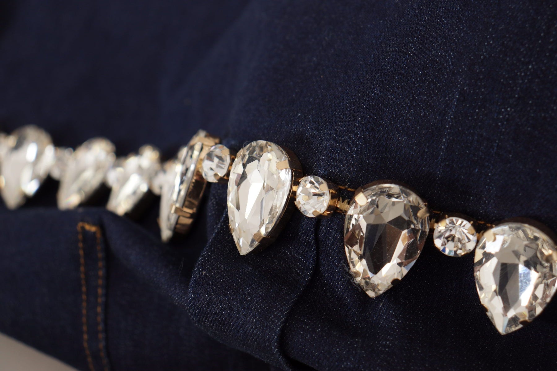 Dolce & Gabbana Blue Denim Crystal Embellish Cotton Jacket | Regal Royce