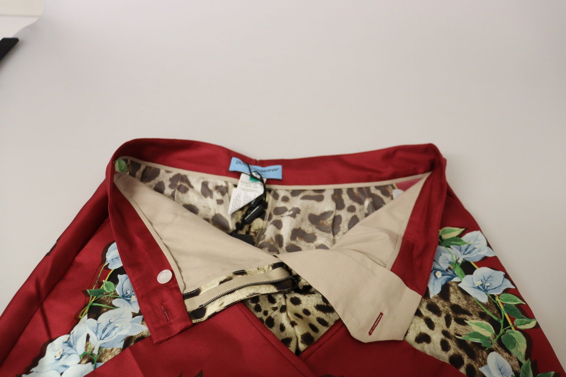 Dolce & Gabbana Multicolor Leopard Flora Printed Mid Waist Trouser Pants | Regal Royce