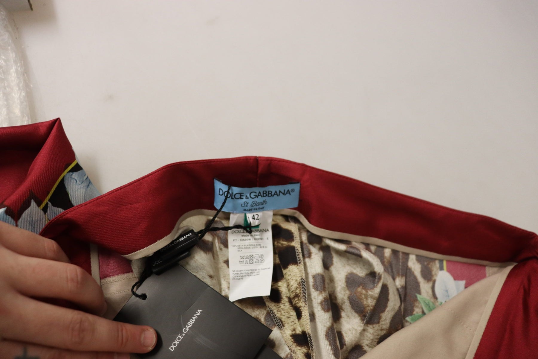 Dolce & Gabbana Multicolor Leopard Flora Printed Mid Waist Trouser Pants | Regal Royce