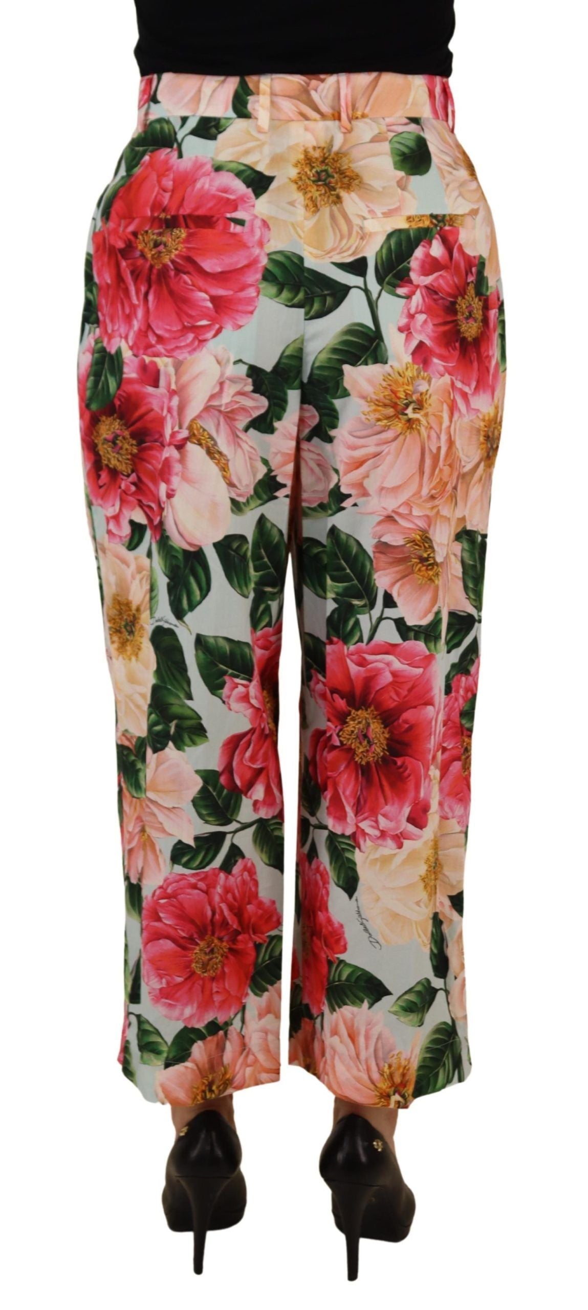 Dolce & Gabbana Multicolor Flora Printed High Waist Cropped Trouser Pants | Regal Royce