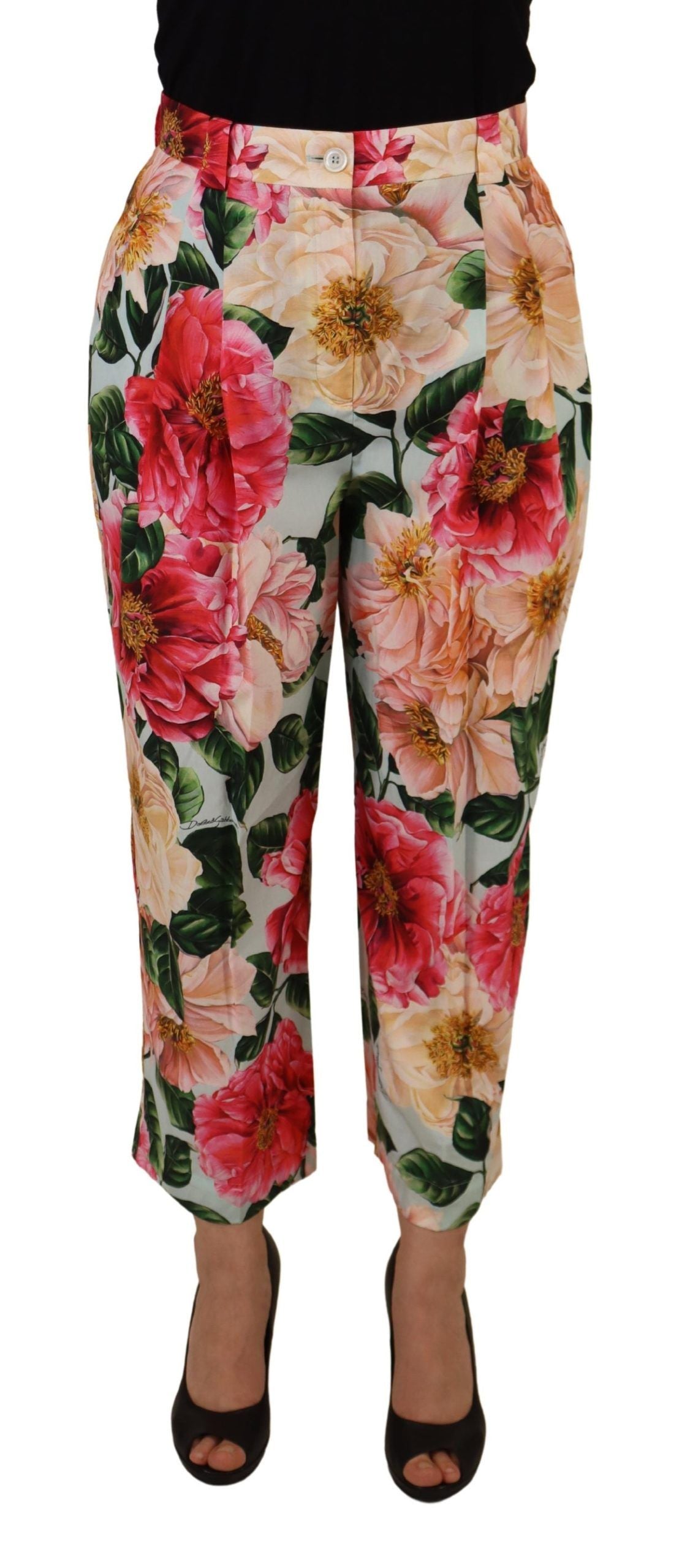 Dolce & Gabbana Multicolor Flora Printed High Waist Cropped Trouser Pants | Regal Royce