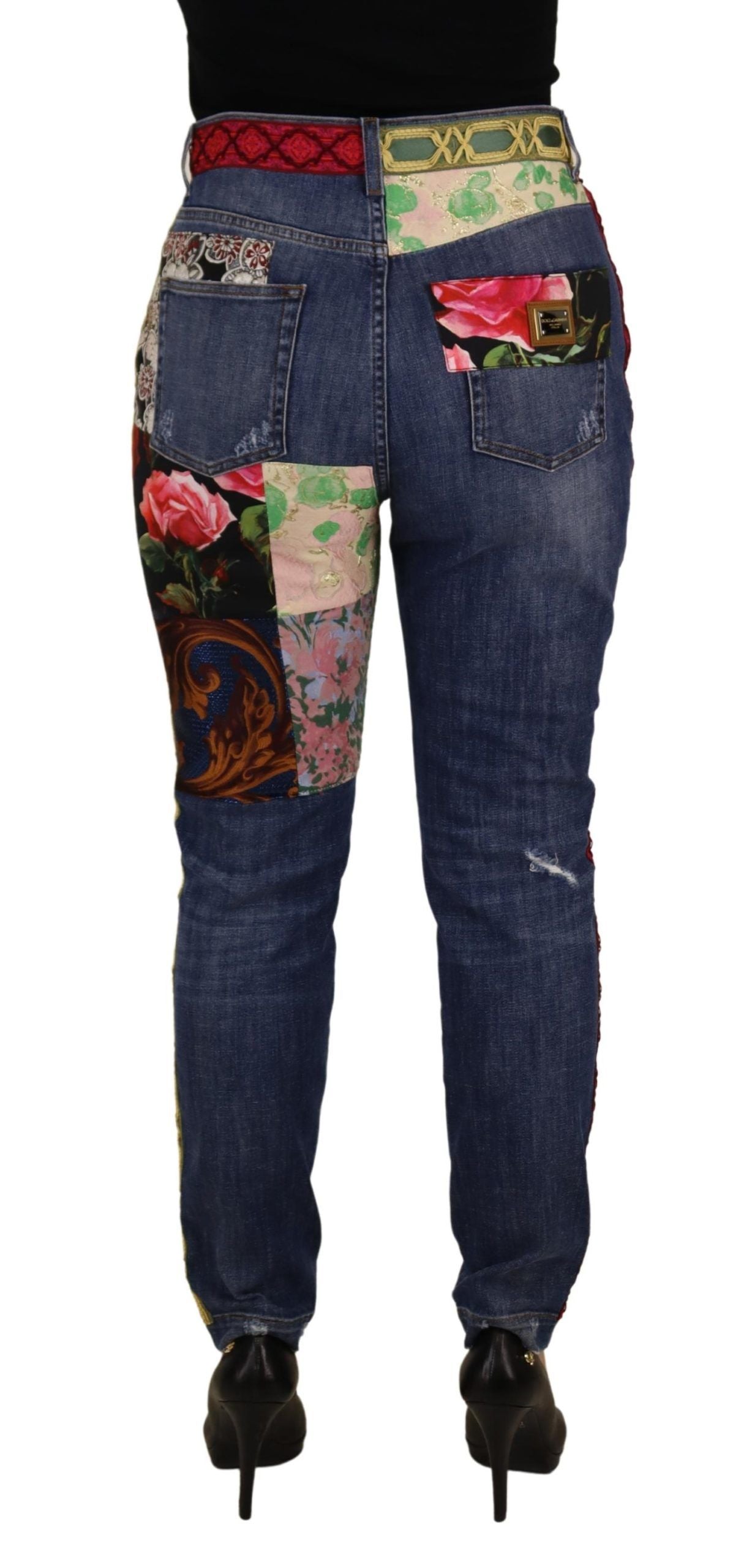 Dolce & Gabbana Blue Patchwork High Waist Denim Jeans | Regal Royce