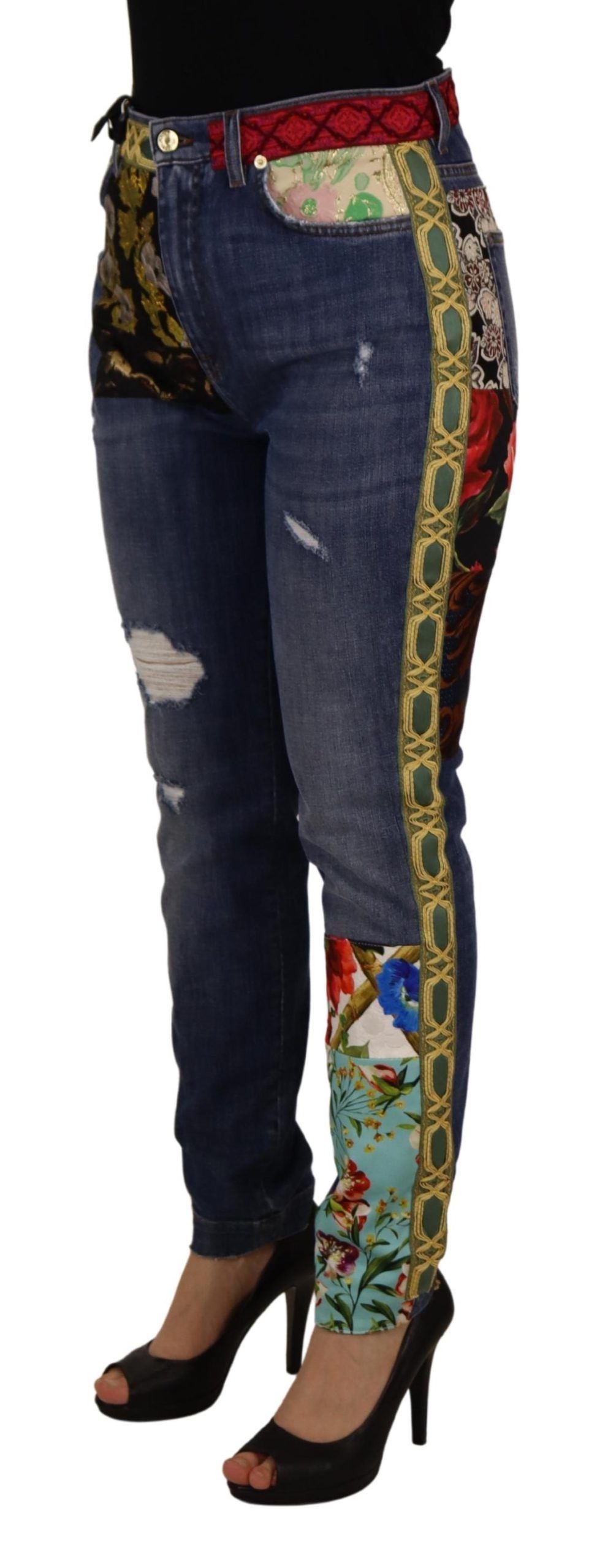Dolce & Gabbana Blue Patchwork High Waist Denim Jeans | Regal Royce