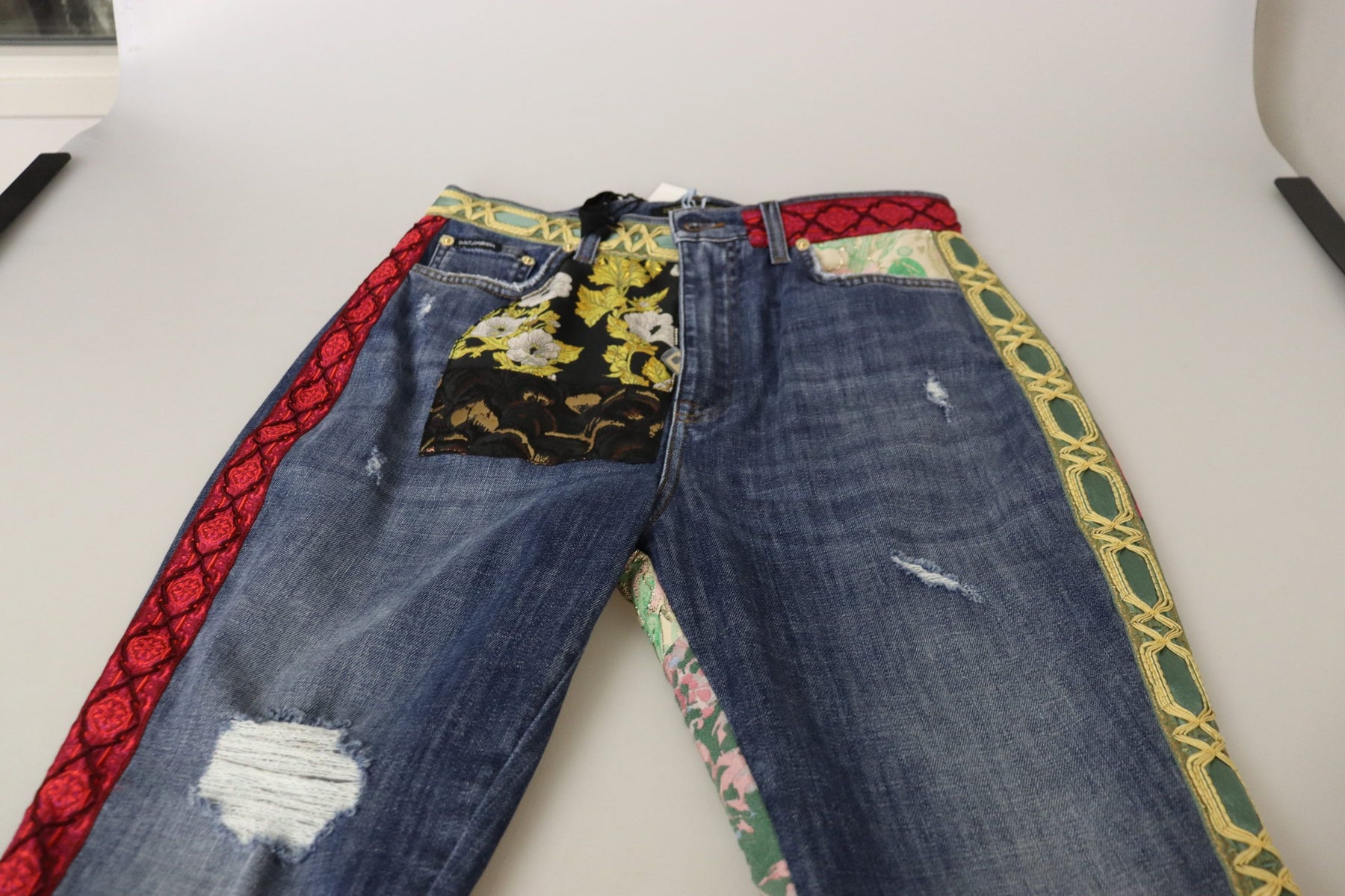 Dolce & Gabbana Blue Patchwork High Waist Denim Jeans | Regal Royce