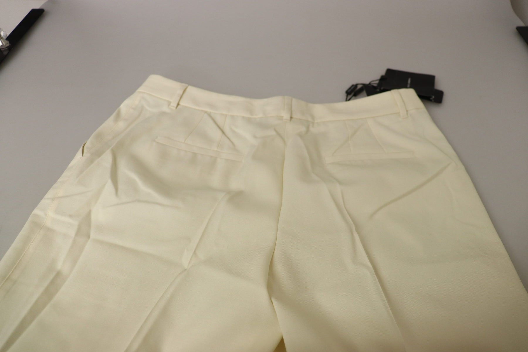 Dolce & Gabbana Ivory High Waist Cropped Folded Hem Trousers Pants | Regal Royce