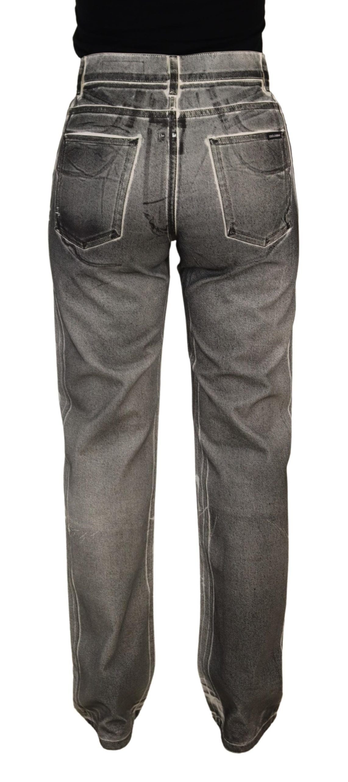 Dolce & Gabbana Grey Washed High Waist Denim Pants Cotton Jeans | Regal Royce