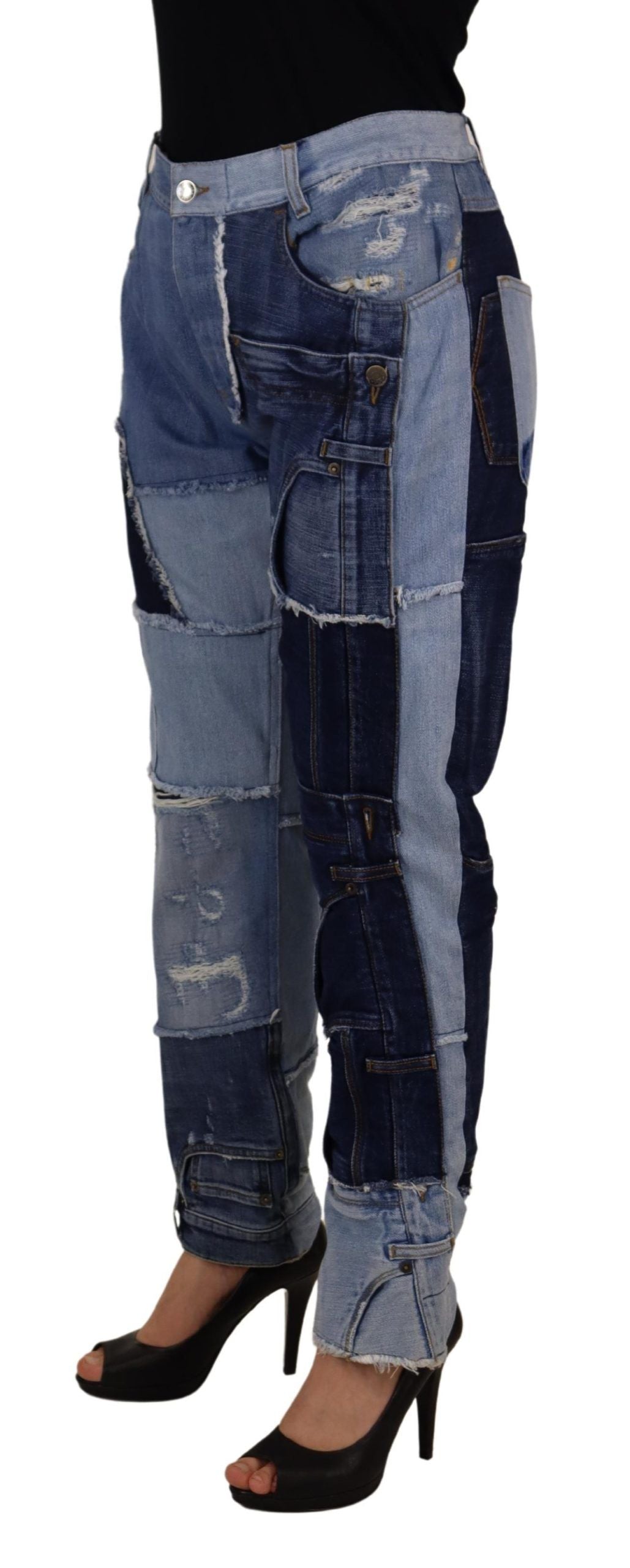 Dolce & Gabbana Multicolor Patchwork High Waist Denim Jeans | Regal Royce
