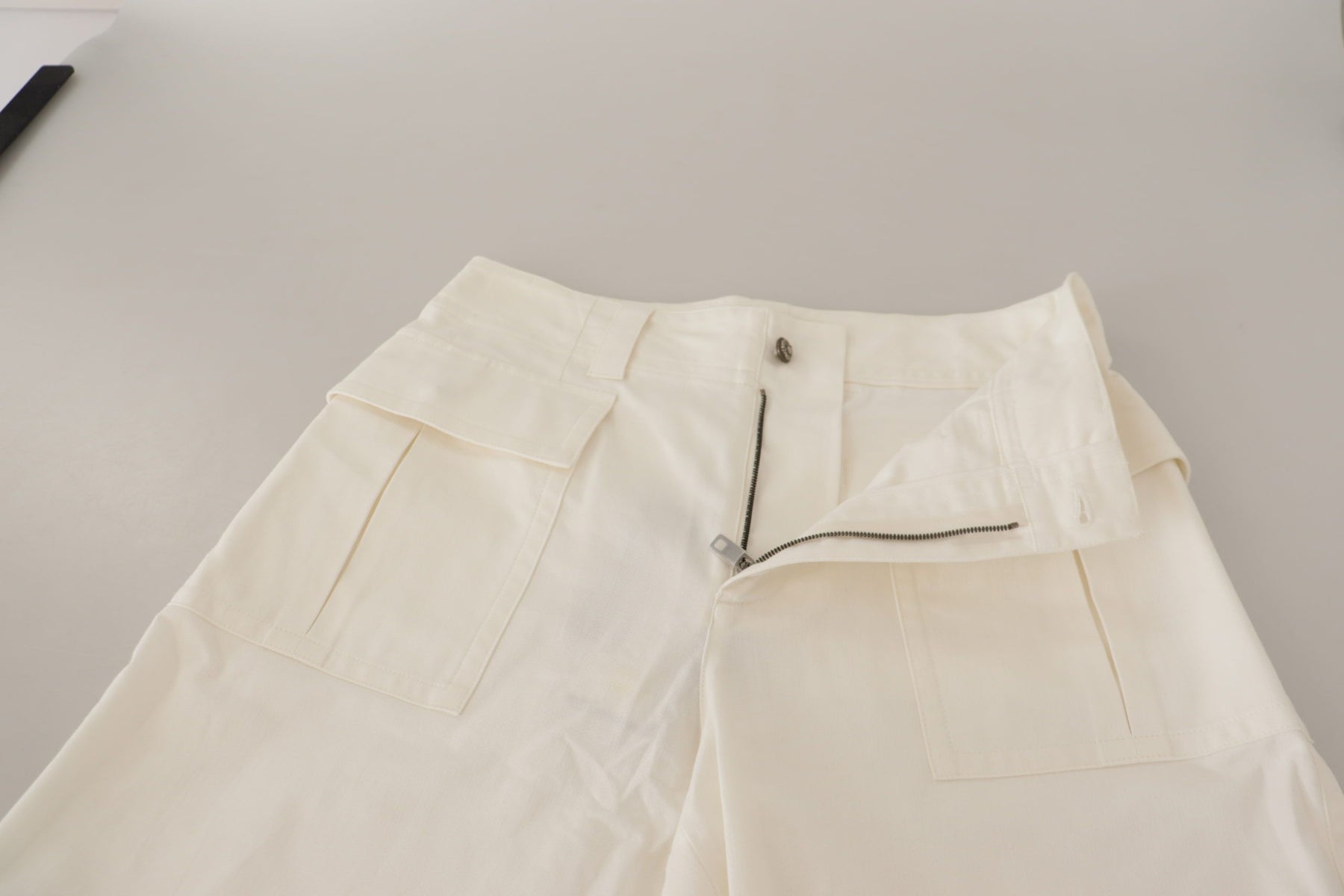 Dolce & Gabbana White High Waist Tapered Women Cotton Pants | Regal Royce