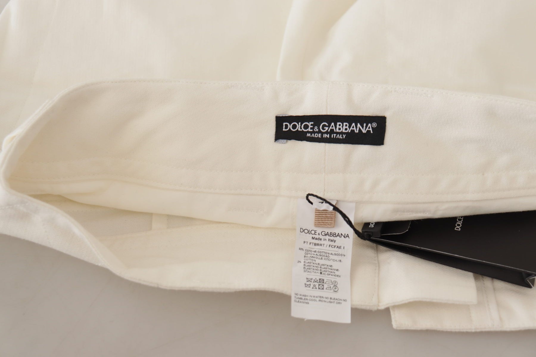 Dolce & Gabbana White High Waist Tapered Women Cotton Pants | Regal Royce