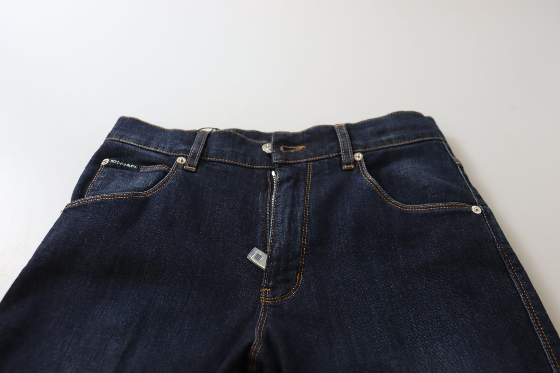 Dolce & Gabbana Blue Cotton High Waist Skinny Denim Jeans | Regal Royce