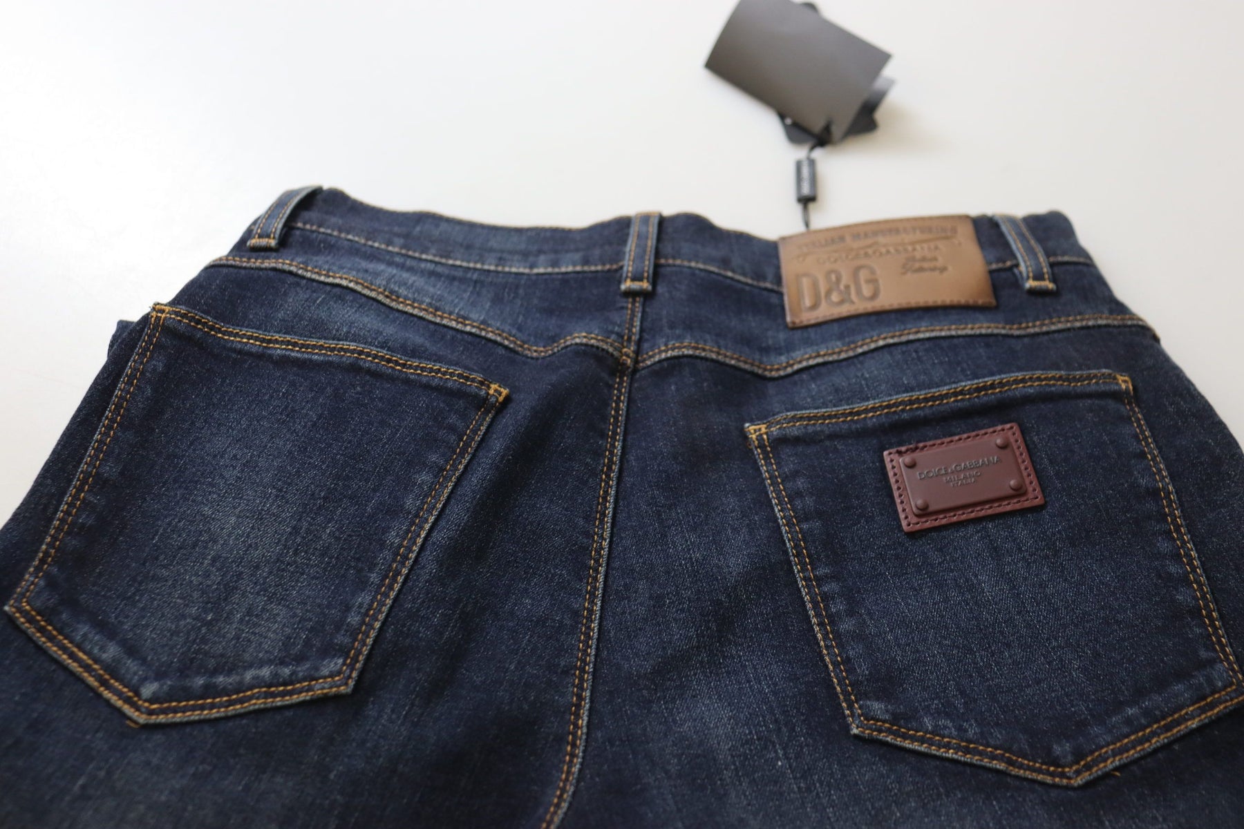 Dolce & Gabbana Blue Cotton High Waist Skinny Denim Jeans | Regal Royce