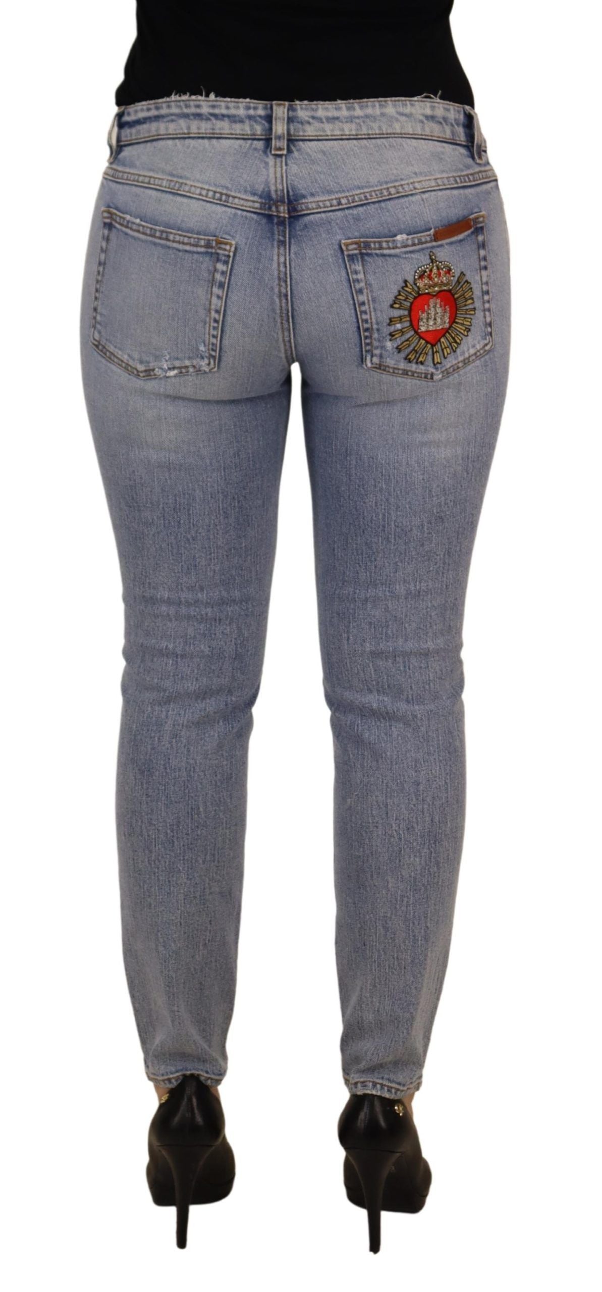 Dolce & Gabbana Blue Cotton Stretch Skinny Low Waist Denim Jeans | Regal Royce