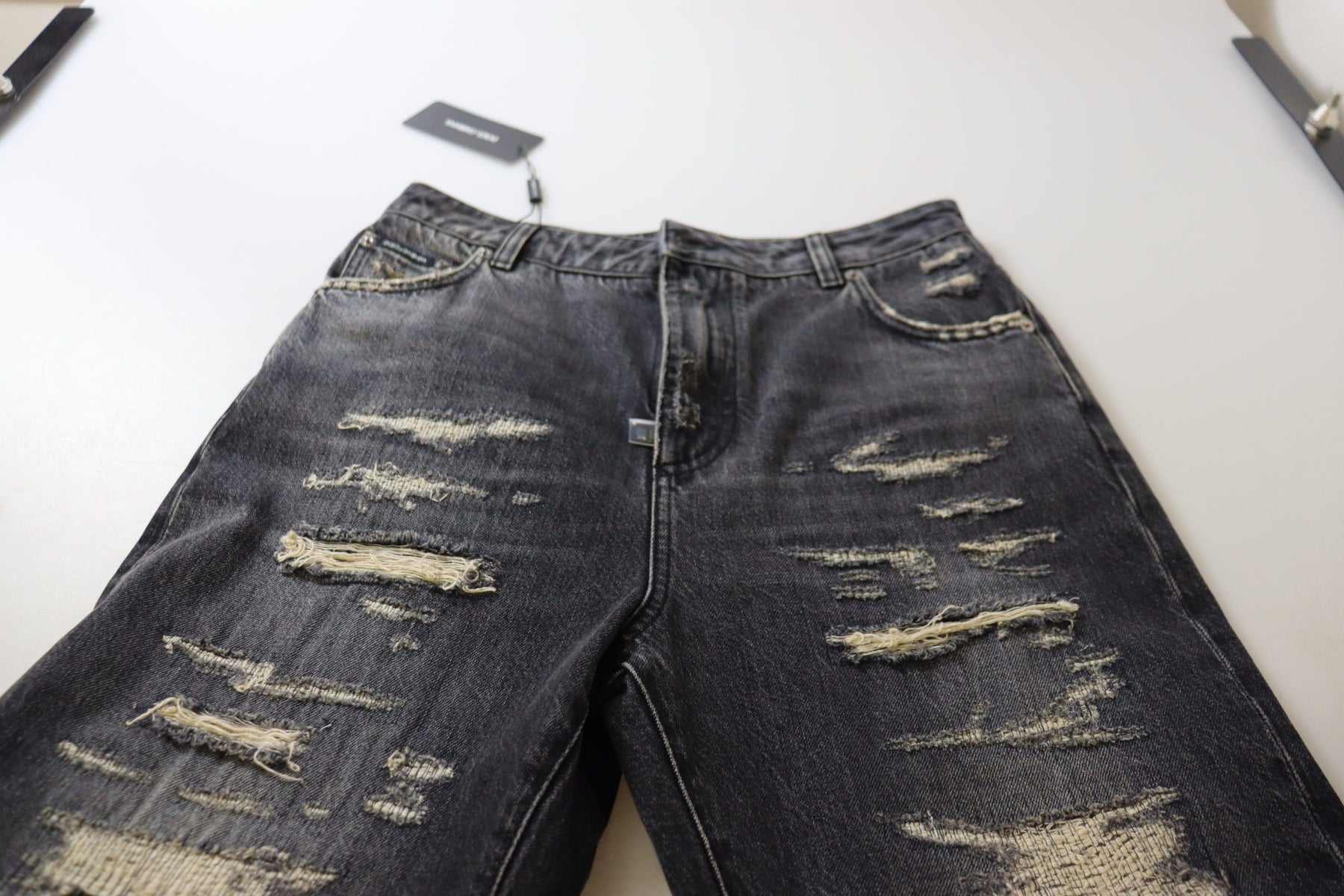 Dolce & Gabbana Black Washed Tattered High Waist Denim Jeans | Regal Royce