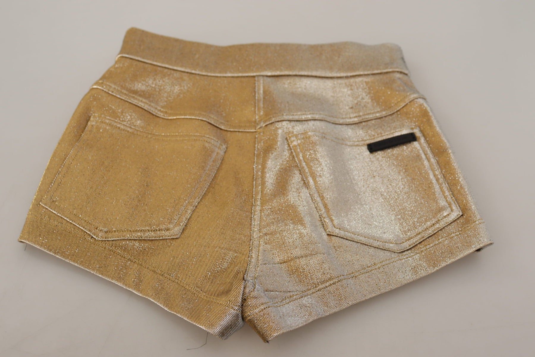Dolce & Gabbana Gold Cotton Blend Glittered Hot Shorts | Regal Royce
